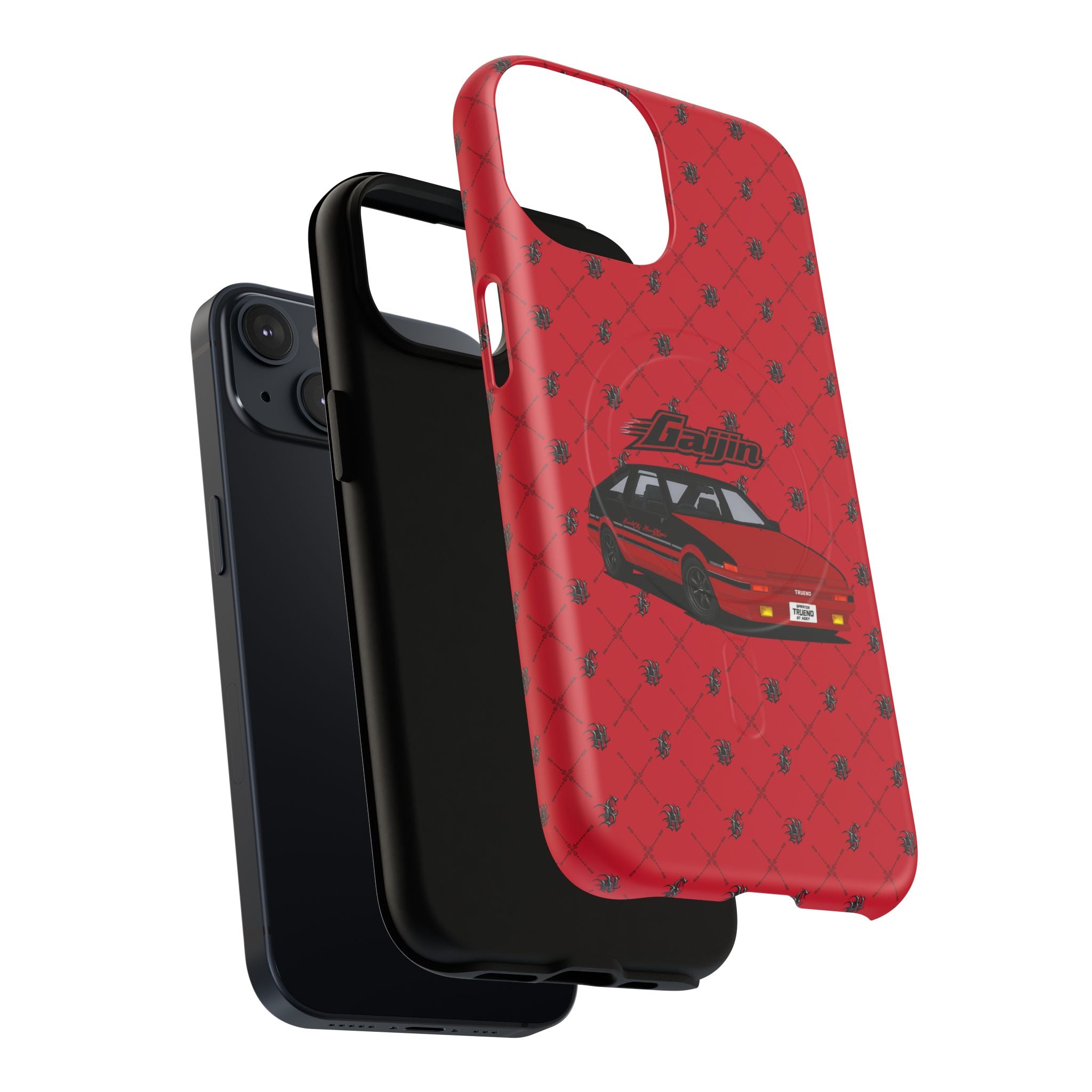 Red Retro Drift Car Tough Magnetic Phone Case — "Gajin" Graphic