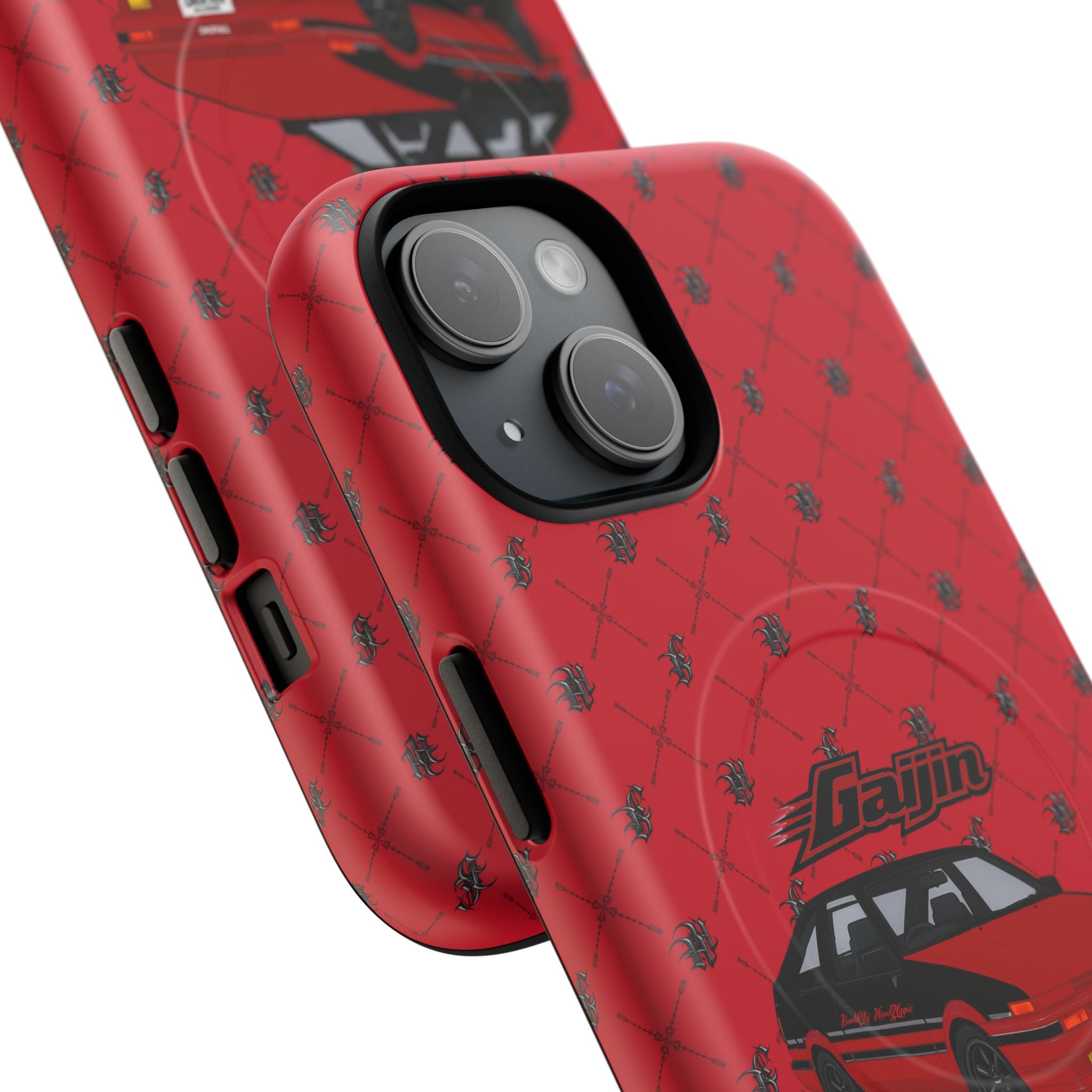 Red Retro Drift Car Tough Magnetic Phone Case — "Gajin" Graphic