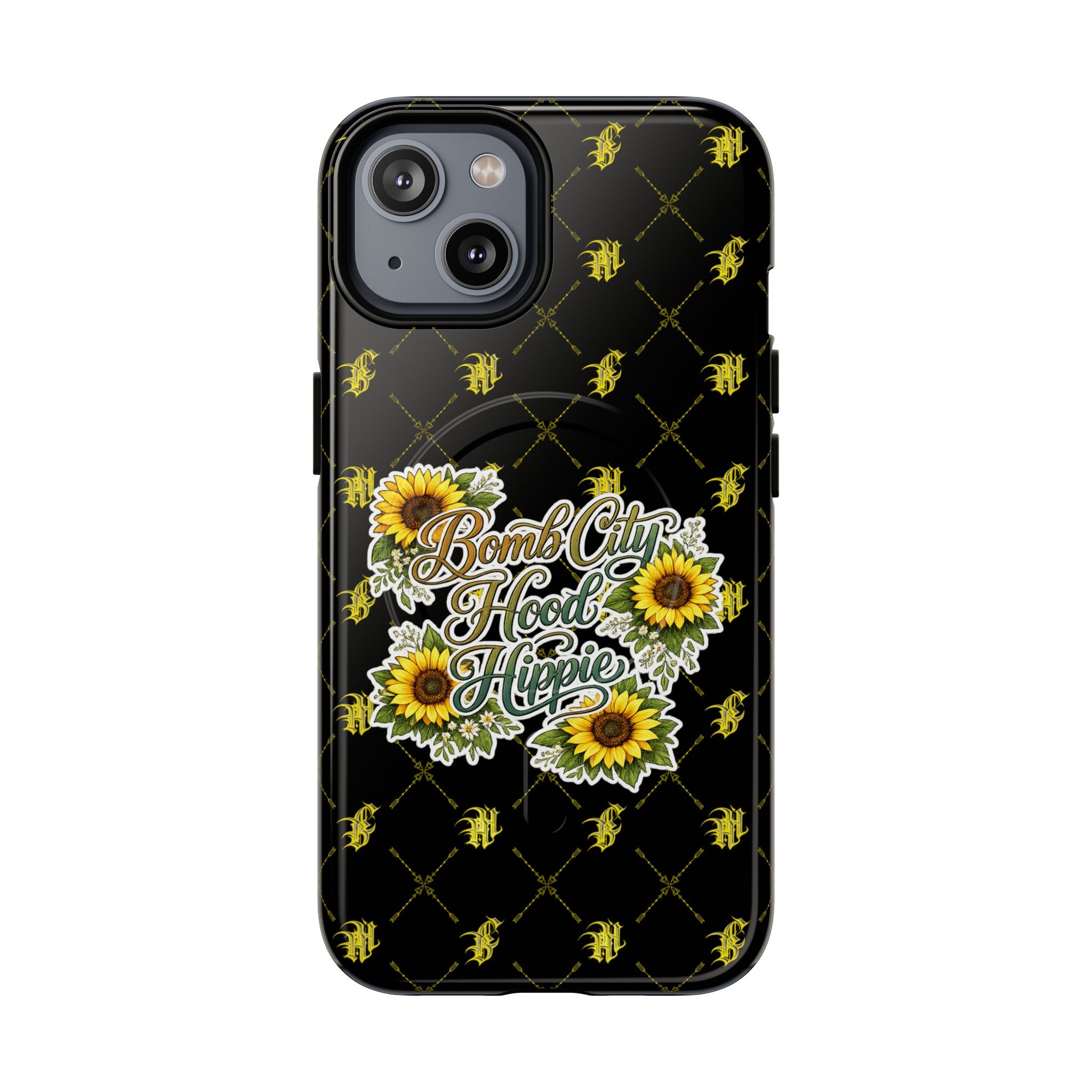 Tough Magnetic Phone Case — "Bomb City Hood Hippie" Sunflower Protective Cover