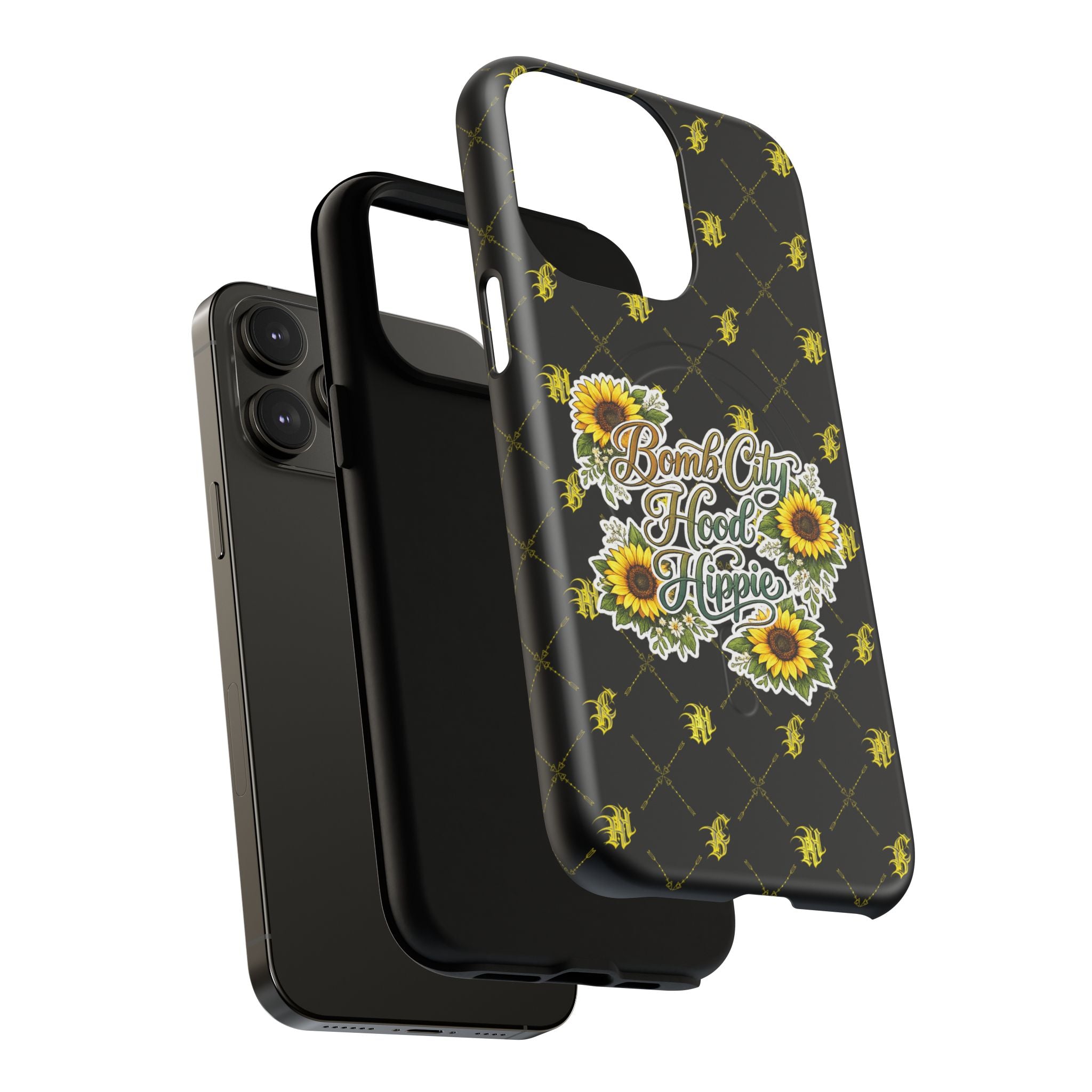 Tough Magnetic Phone Case — "Bomb City Hood Hippie" Sunflower Protective Cover