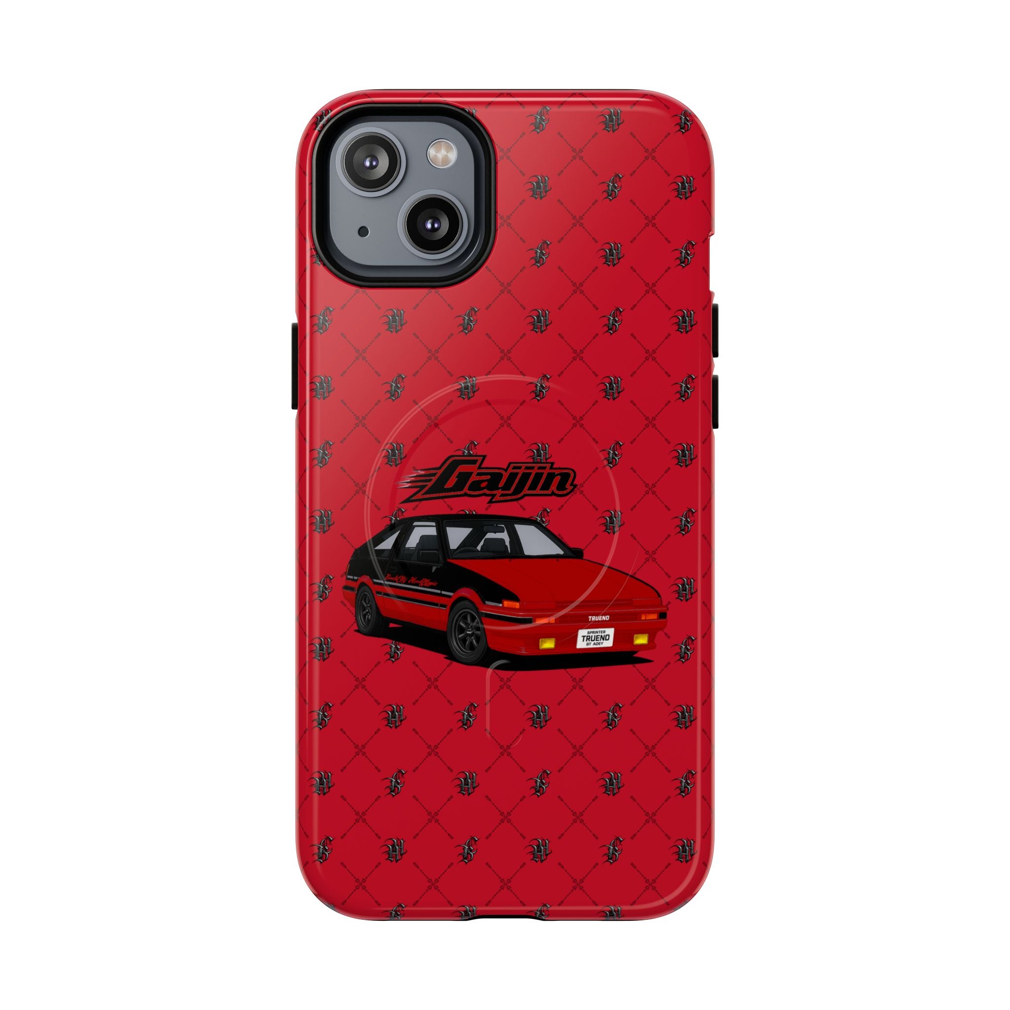 Red Retro Drift Car Tough Magnetic Phone Case — "Gajin" Graphic