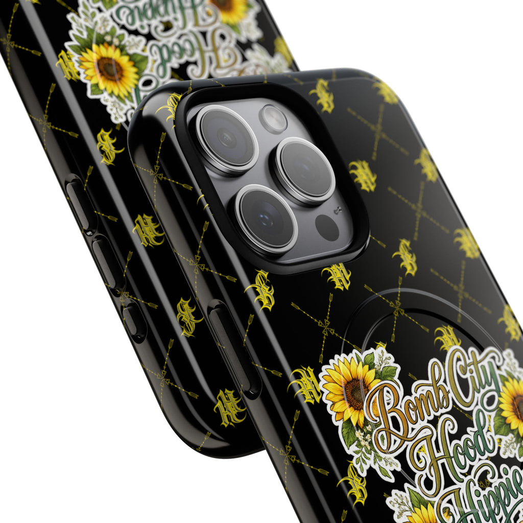 Tough Magnetic Phone Case — "Bomb City Hood Hippie" Sunflower Protective Cover
