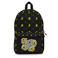 Bomb City Hood Hippie Sunflower Pattern Backpack (Black & Gold)