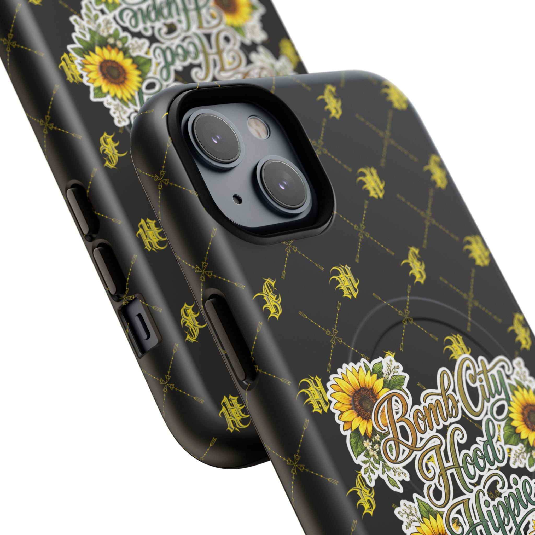 Tough Magnetic Phone Case — "Bomb City Hood Hippie" Sunflower Protective Cover