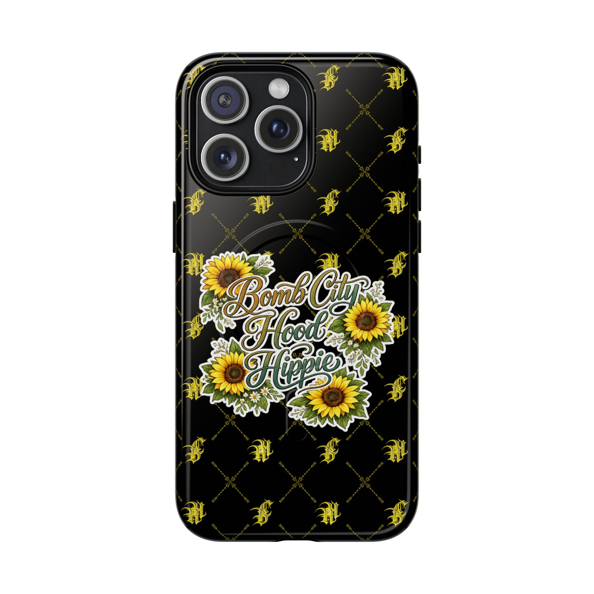 Tough Magnetic Phone Case — "Bomb City Hood Hippie" Sunflower Protective Cover