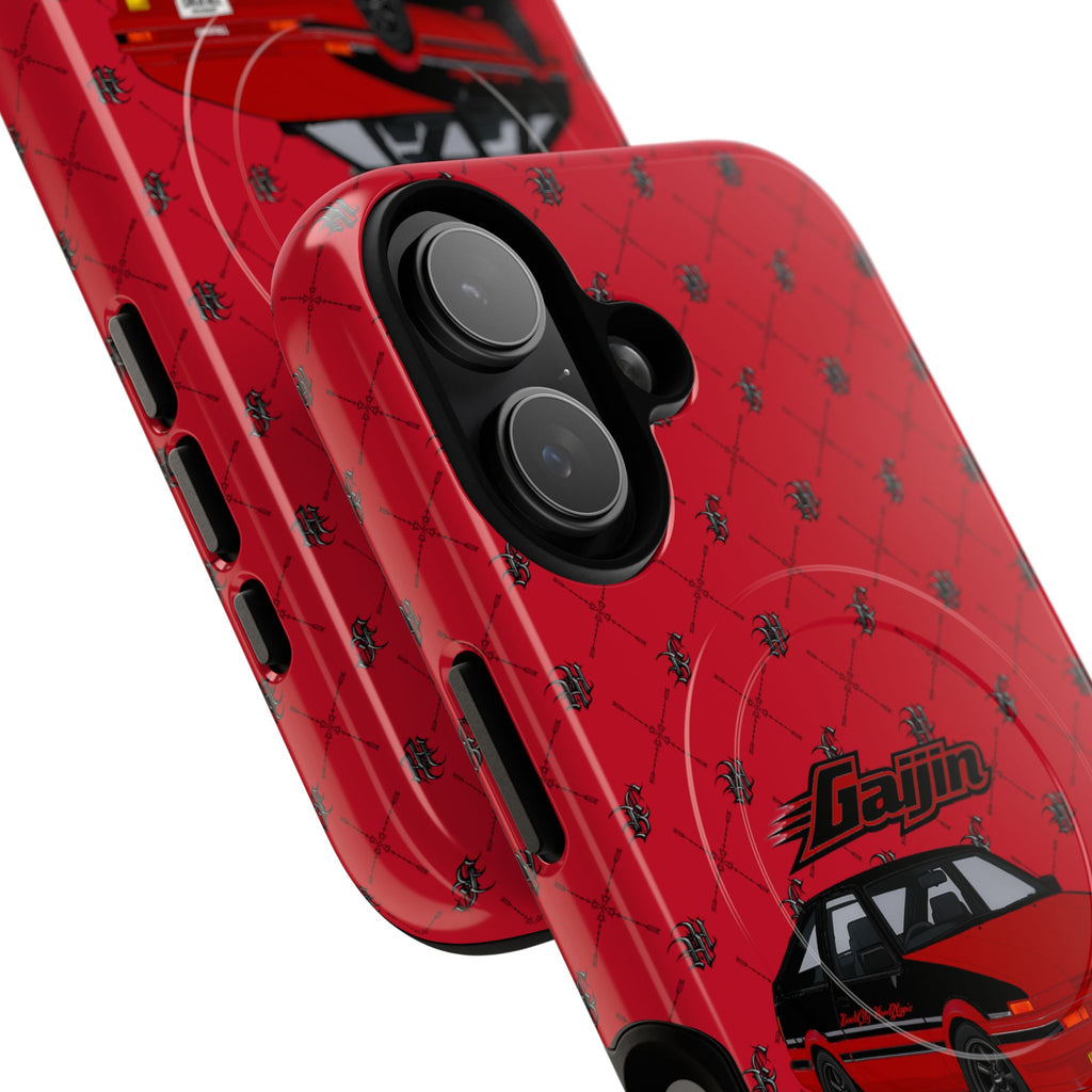 Red Retro Drift Car Tough Magnetic Phone Case — "Gajin" Graphic