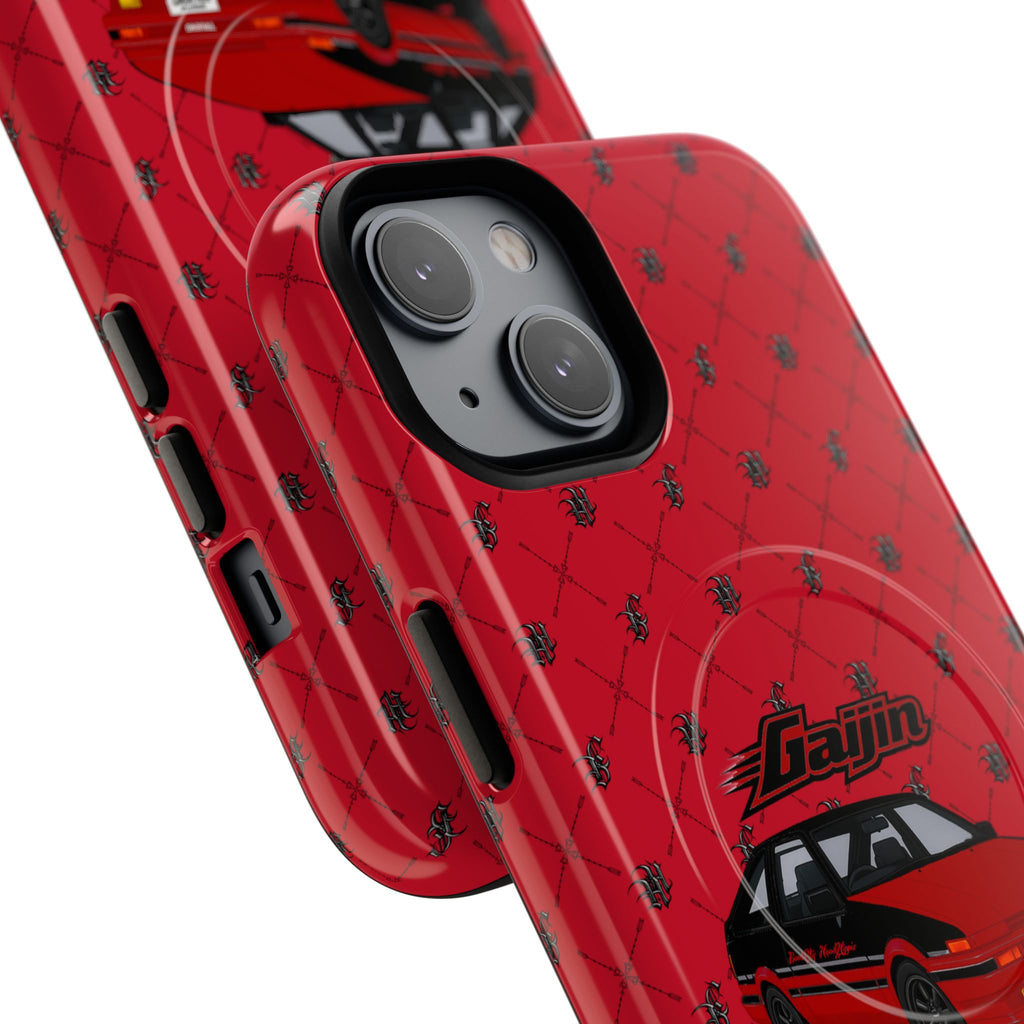 Red Retro Drift Car Tough Magnetic Phone Case — "Gajin" Graphic