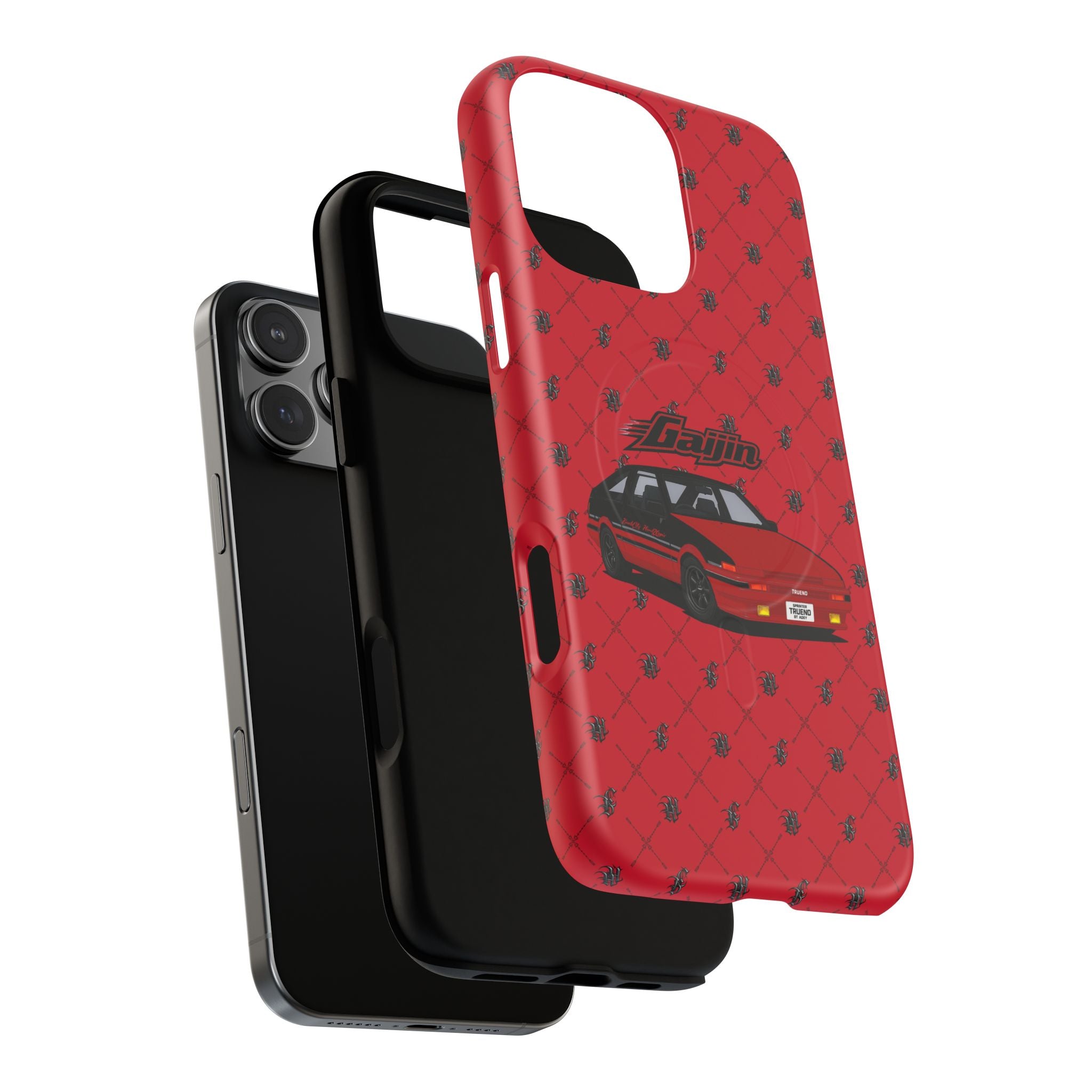 Red Retro Drift Car Tough Magnetic Phone Case — "Gajin" Graphic