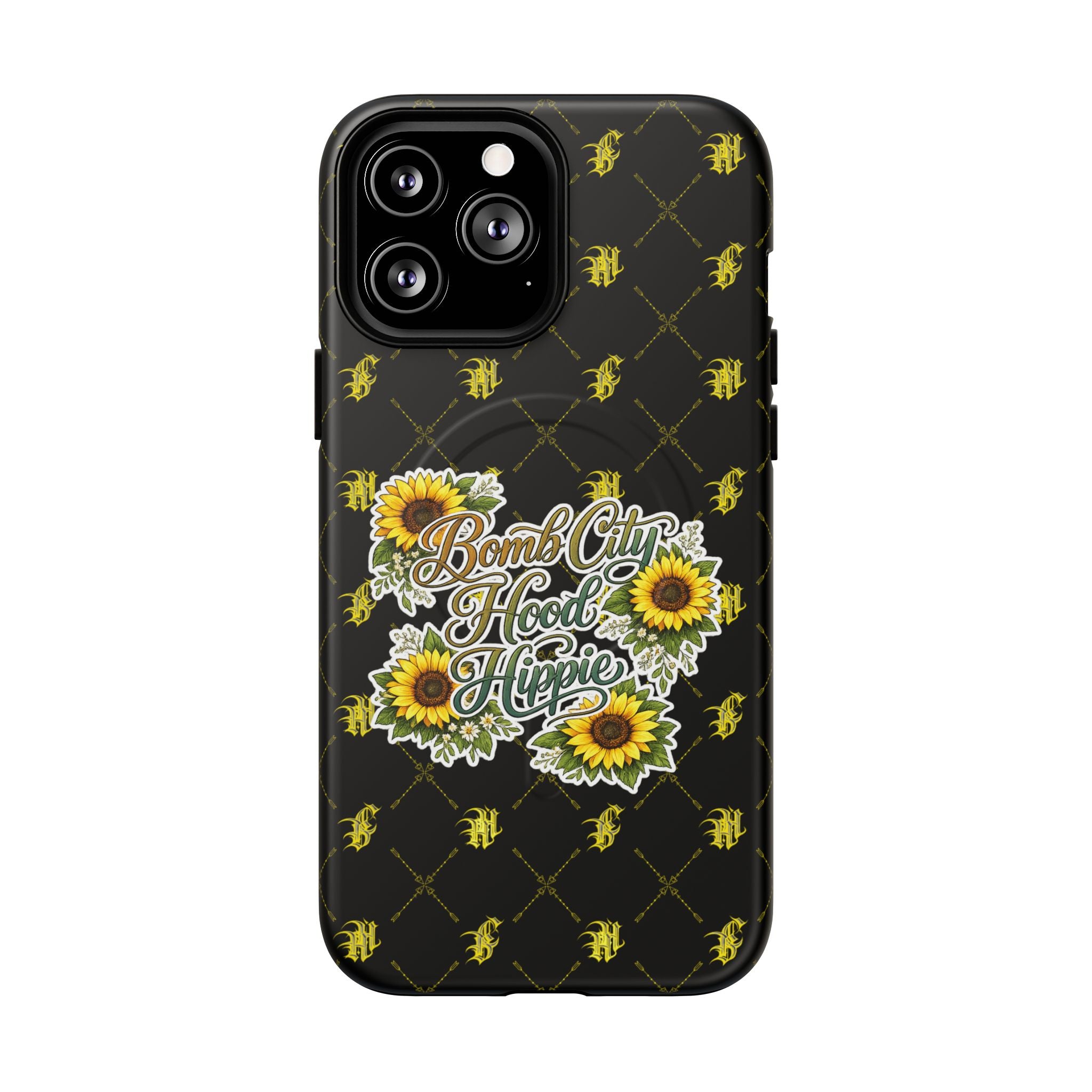 Tough Magnetic Phone Case — "Bomb City Hood Hippie" Sunflower Protective Cover