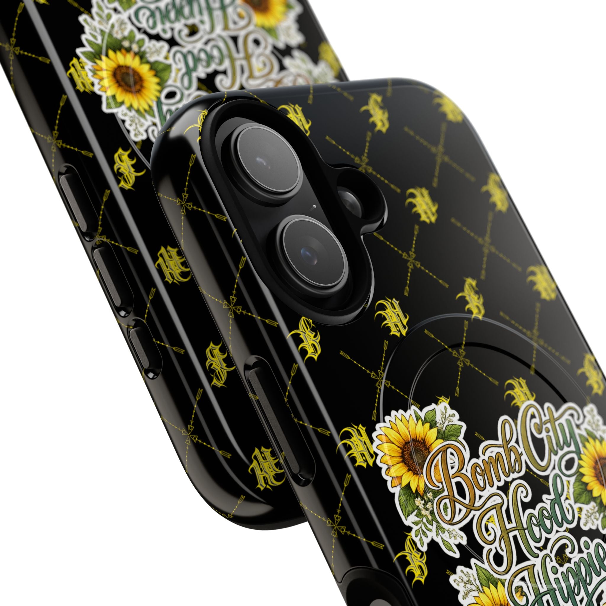 Tough Magnetic Phone Case — "Bomb City Hood Hippie" Sunflower Protective Cover