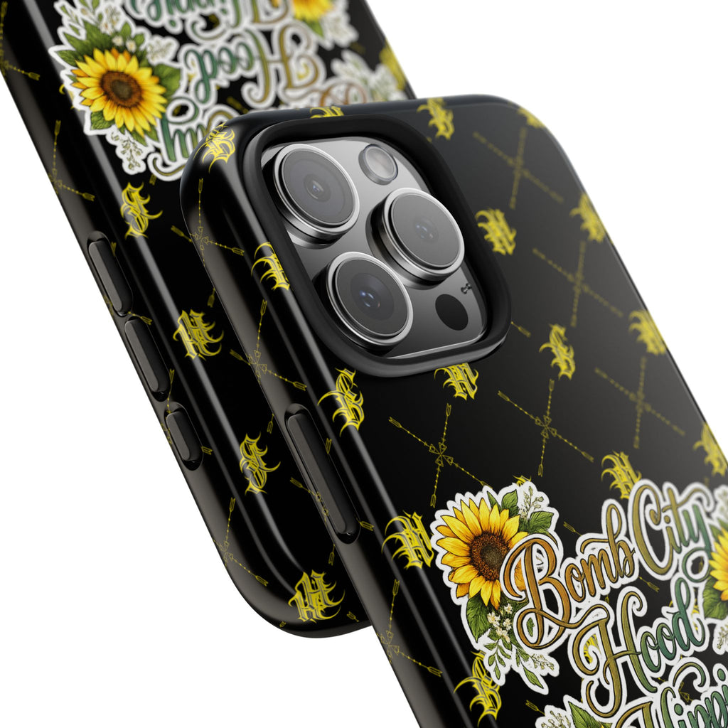 Tough Phone Case — "Bomb City Hood Hippie" Sunflower Protective Phone Cover