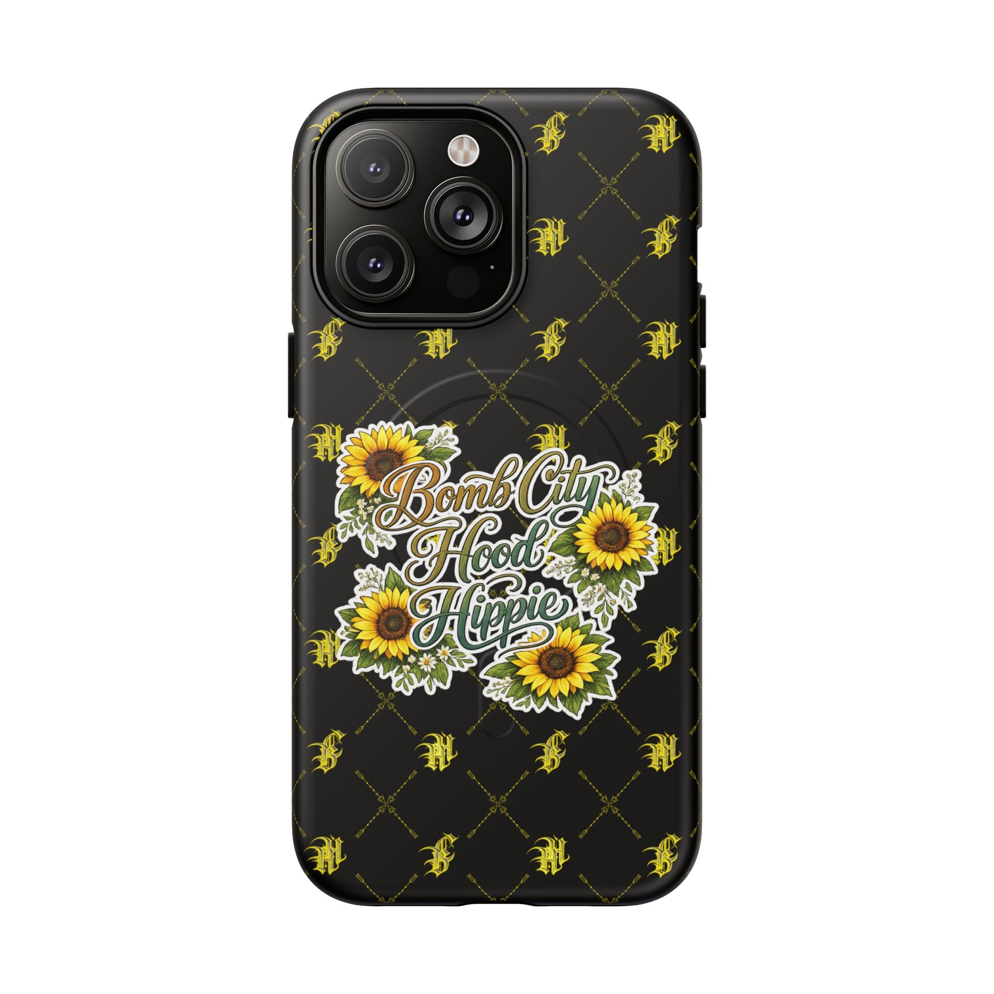 Tough Magnetic Phone Case — "Bomb City Hood Hippie" Sunflower Protective Cover