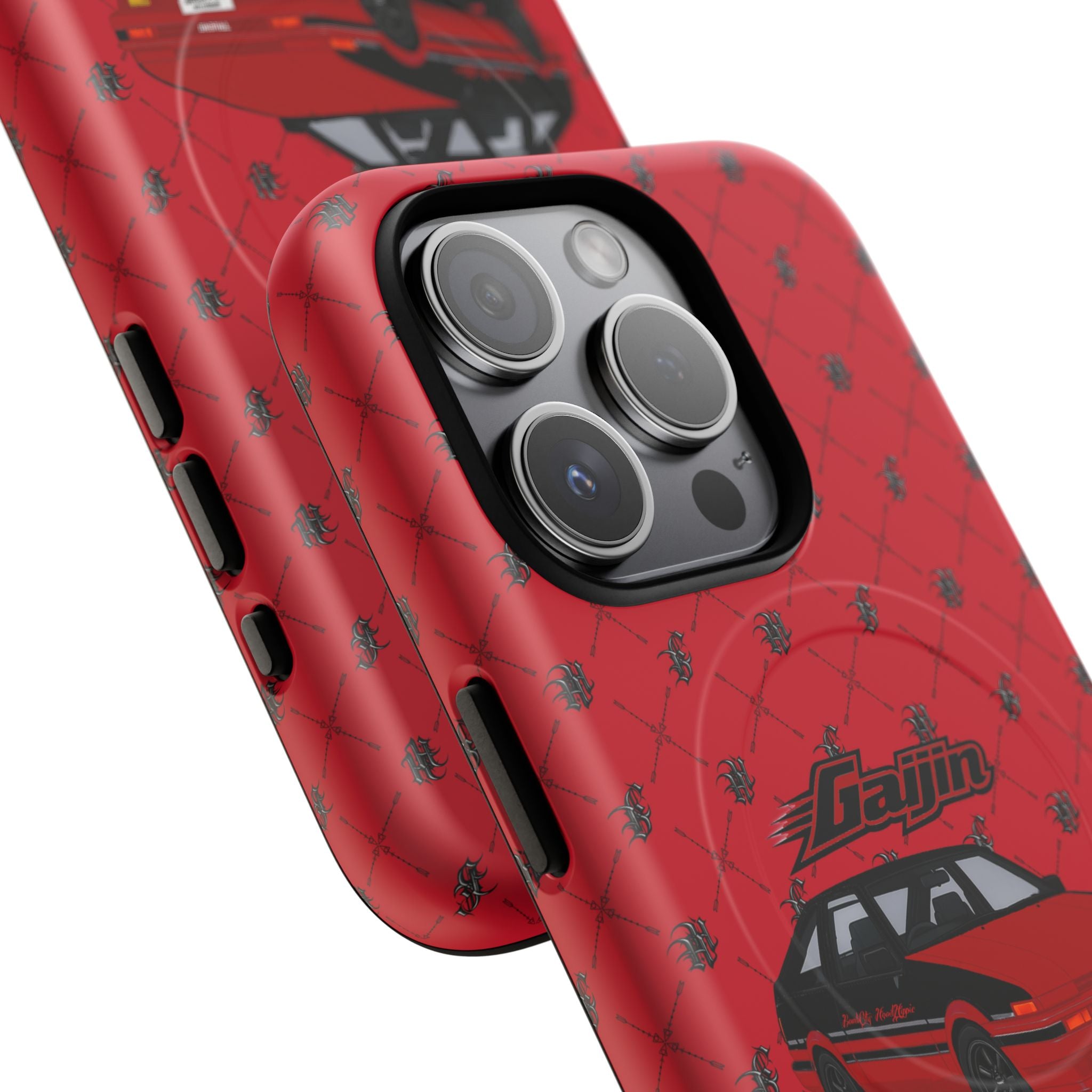 Red Retro Drift Car Tough Magnetic Phone Case — "Gajin" Graphic