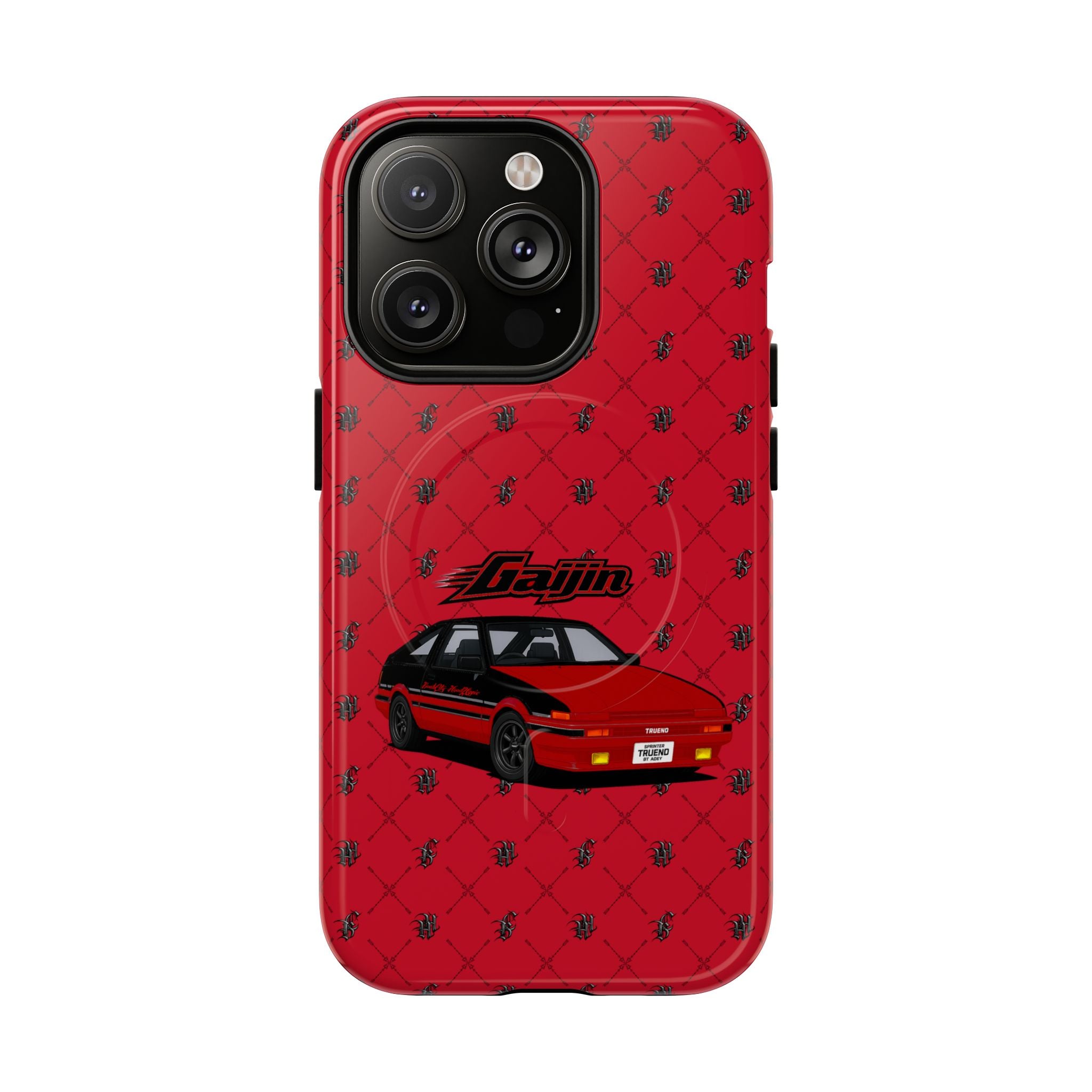 Red JDM Drift Car Magnetic Phone Case — 'Gaijin' Retro Racing Design