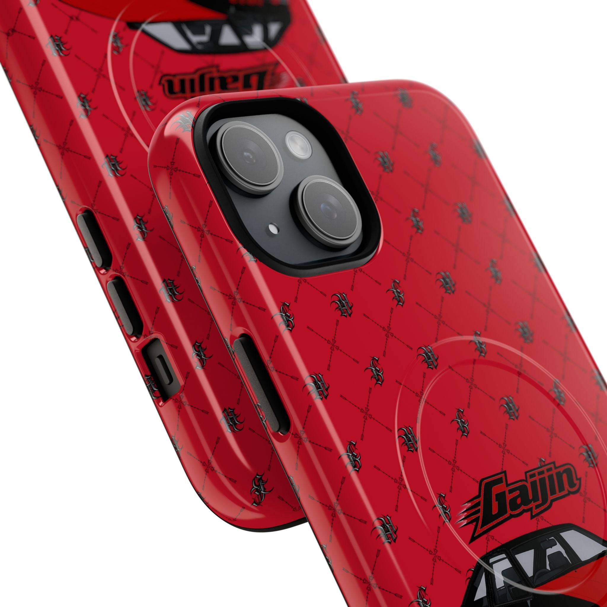 Red JDM Drift Car Magnetic Phone Case — 'Gaijin' Retro Racing Design