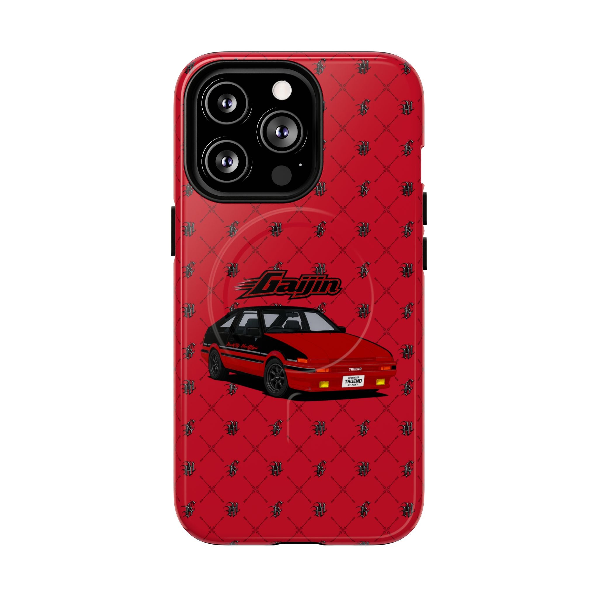 Red Retro Drift Car Tough Magnetic Phone Case — "Gajin" Graphic