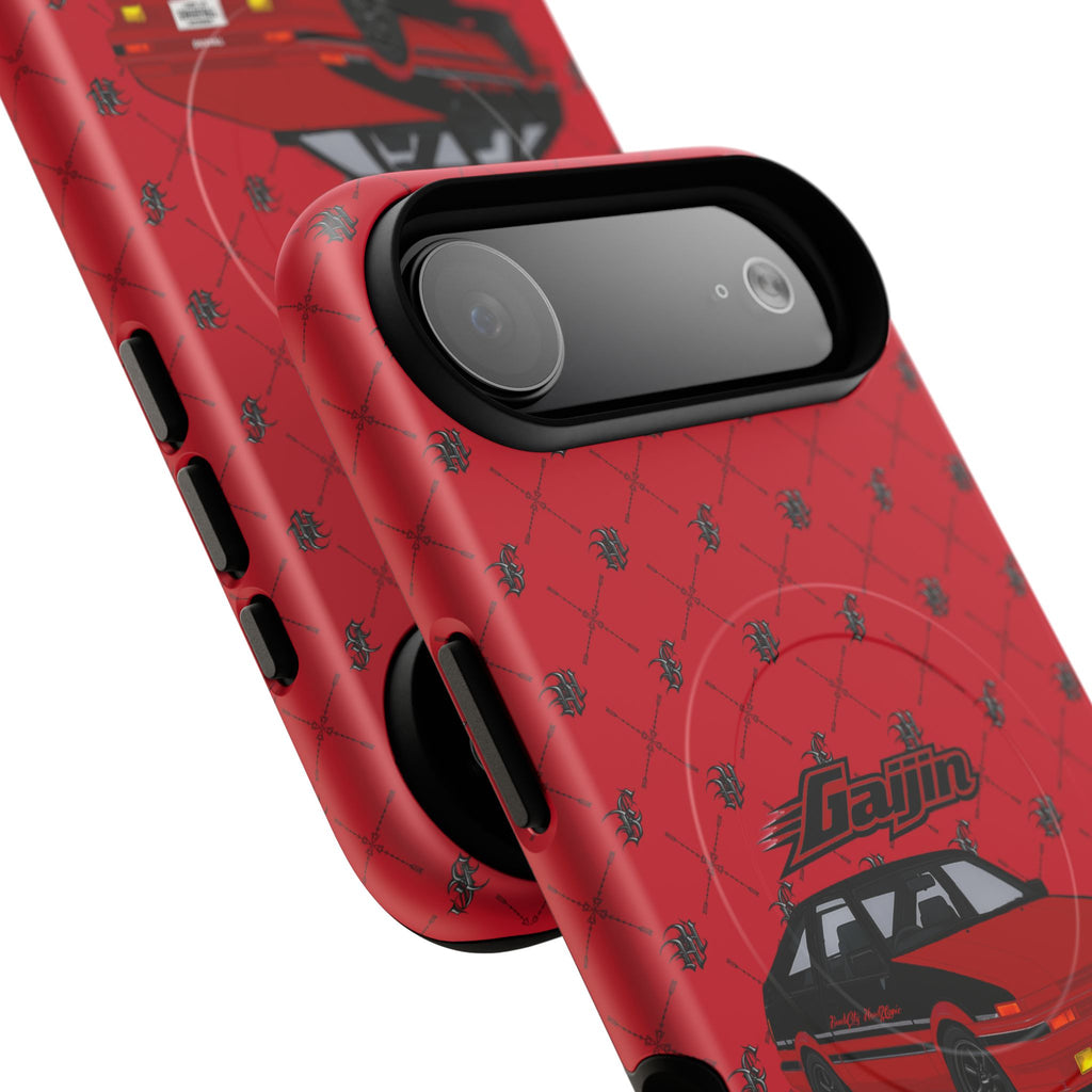 Red Retro Drift Car Tough Magnetic Phone Case — "Gajin" Graphic