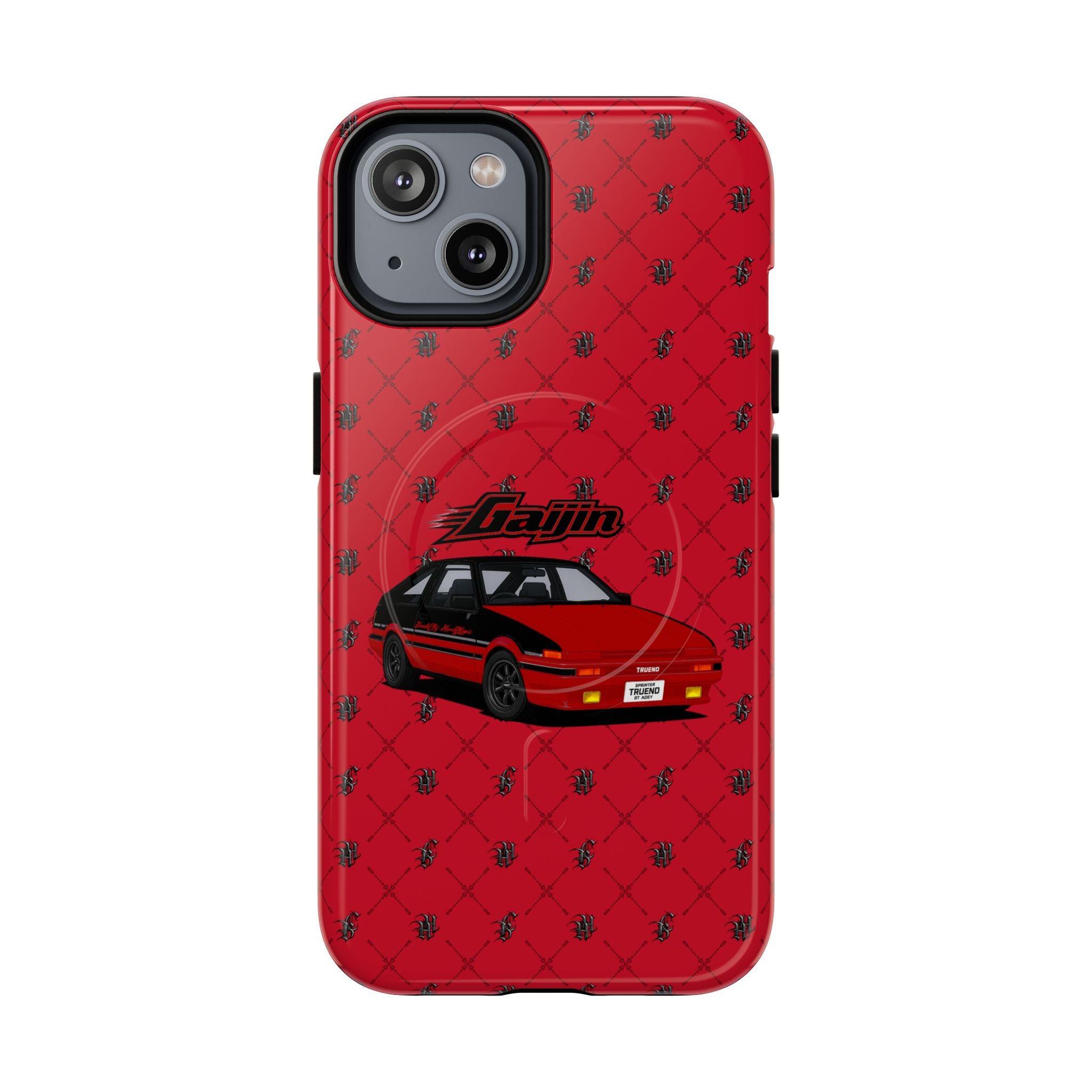 Red Retro Drift Car Tough Magnetic Phone Case — "Gajin" Graphic