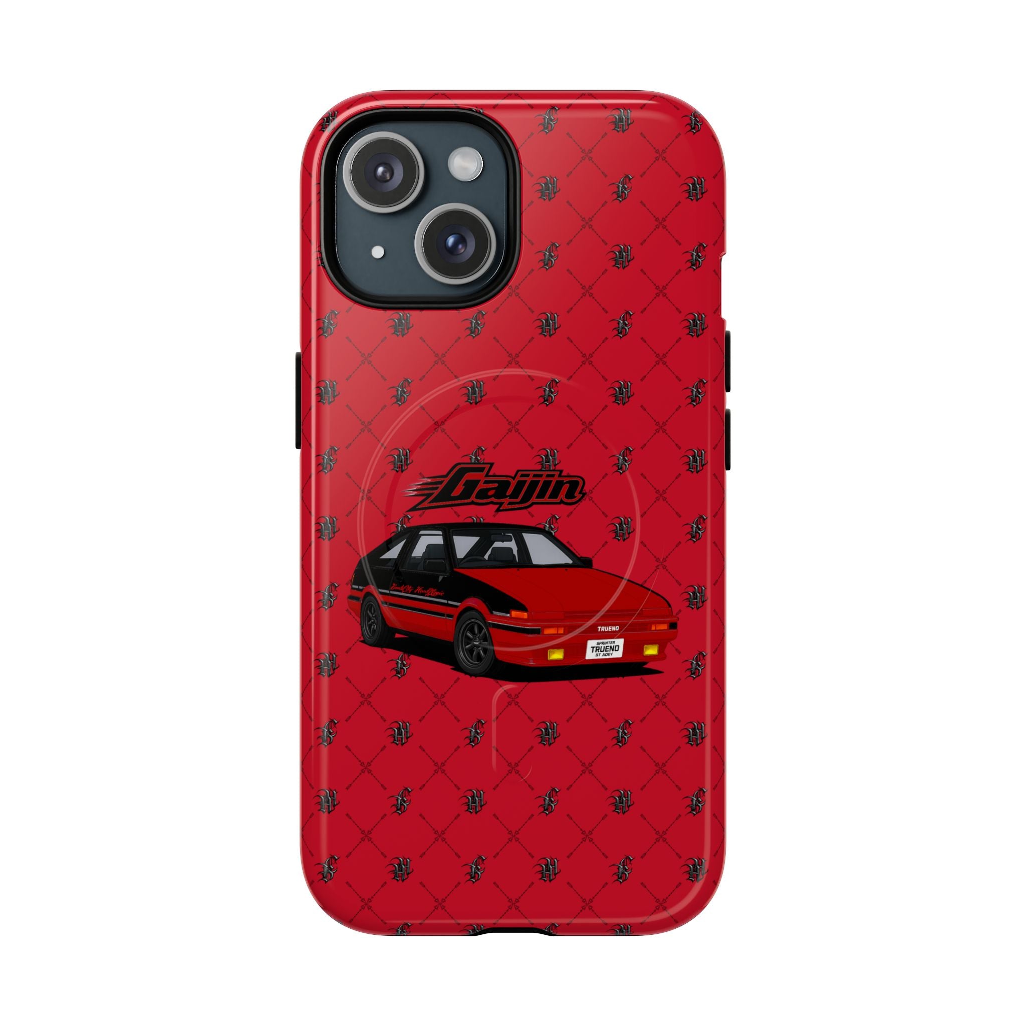 Red Retro Drift Car Tough Magnetic Phone Case — "Gajin" Graphic