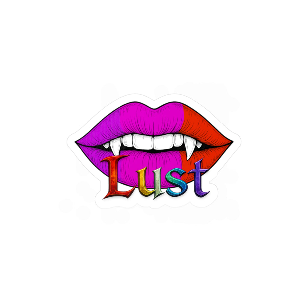 Lust Vampire Fangs Kiss-Cut Vinyl Sticker — Colorful Lip Decal