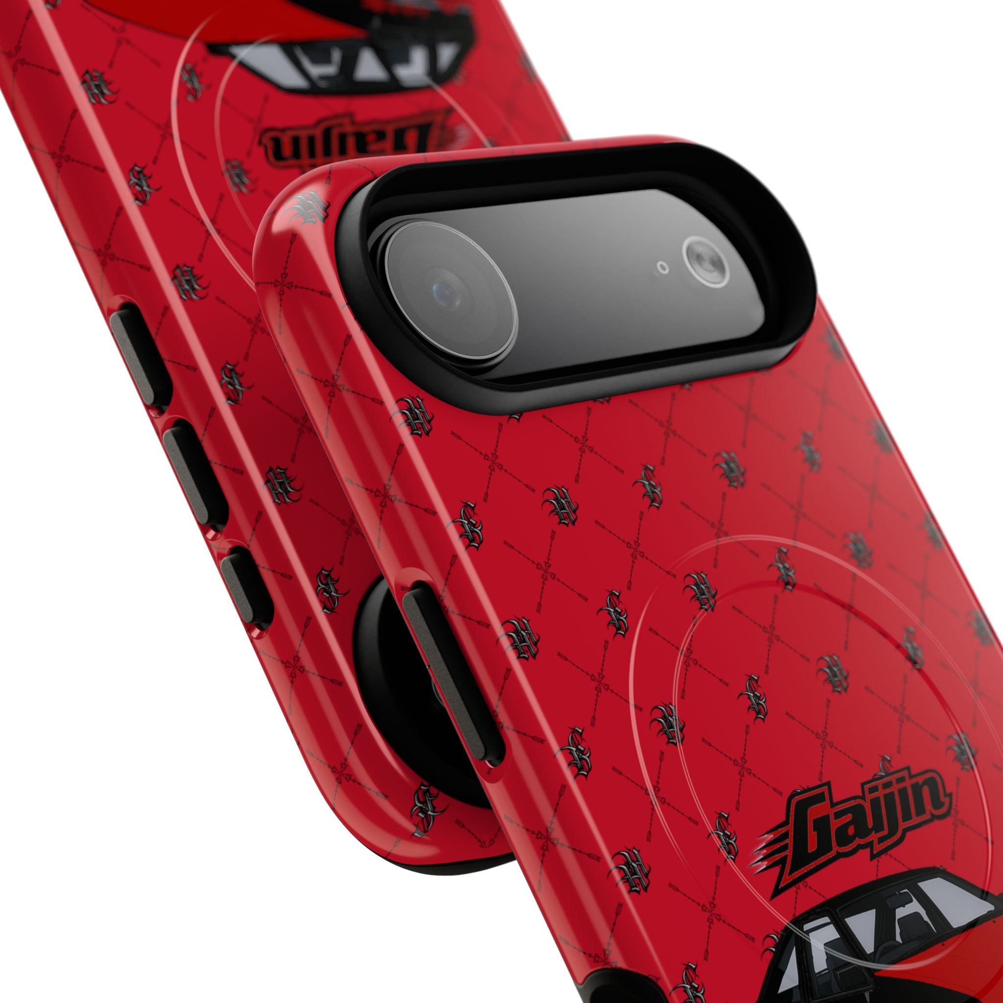 Red JDM Drift Car Magnetic Phone Case — 'Gaijin' Retro Racing Design