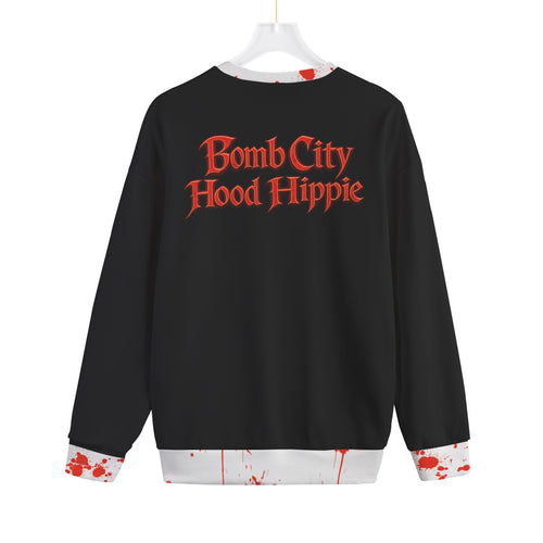All-Over Print Unisex Drop-shoulder Knitted Fleece Sweater