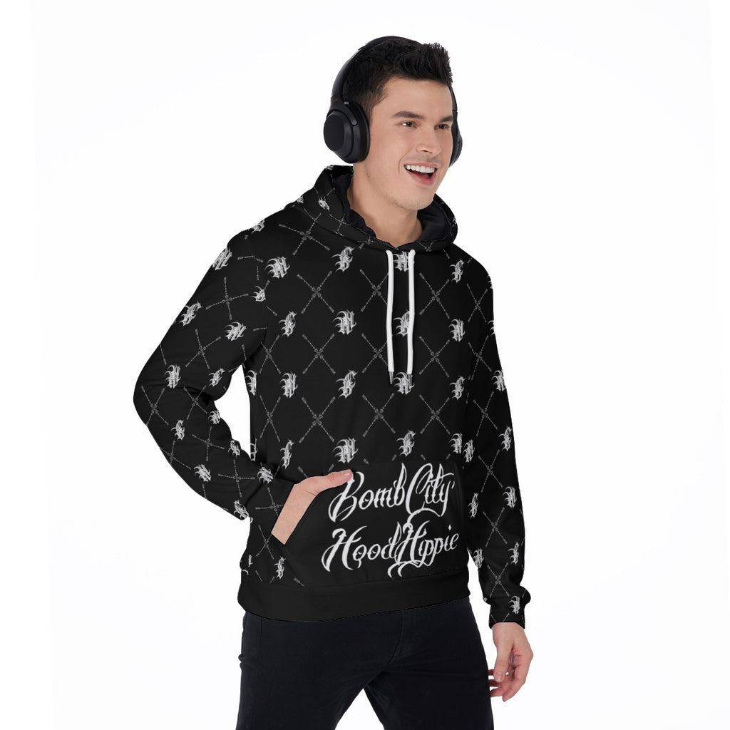 Bomb City Hood Hippie Scorpion All-Over Print Men's Thicken Pullover Hoodie
