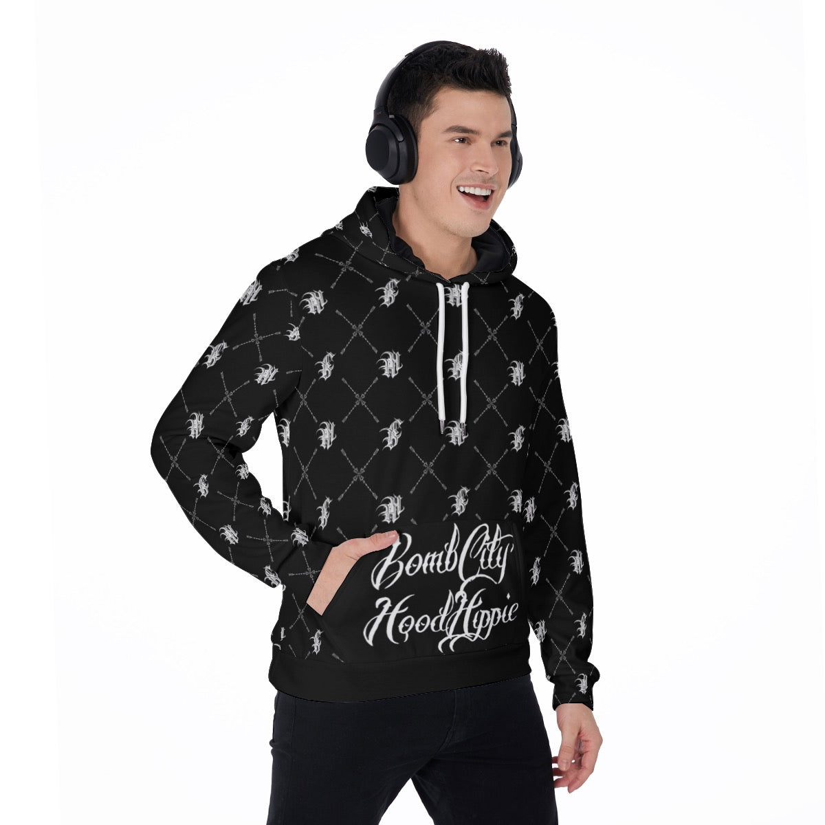 Bomb City Hood Hippie Scorpion All-Over Print Men's Thicken Pullover Hoodie