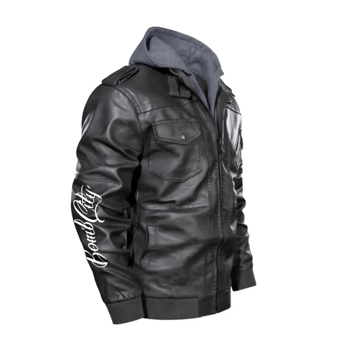 Bomb City Hood Hippie Scorpion Men's Zip Leather Jacket |DTF