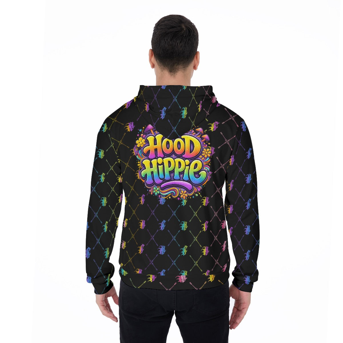 Bomb City Hood Hippie Colorful All-Over Print Men's Thicken Pullover Hoodie