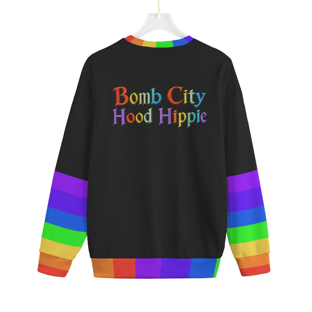 All-Over Print Unisex Drop-shoulder Knitted Fleece Sweater