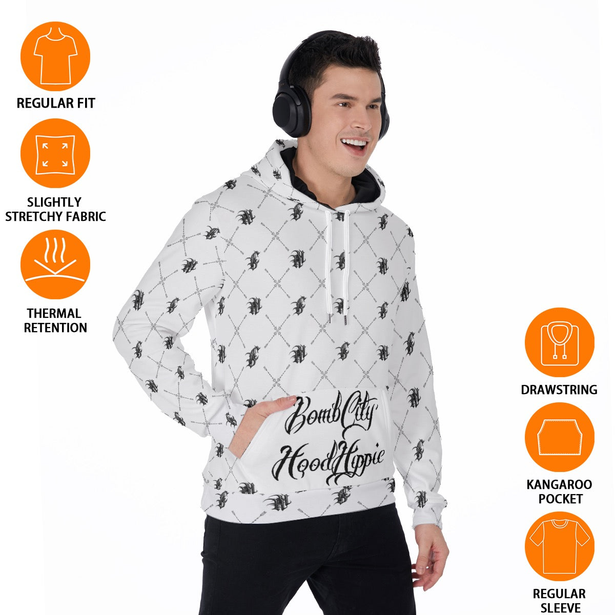 Bomb City Hood Hippie Scorpion Men's Thicken Pullover Hoodie