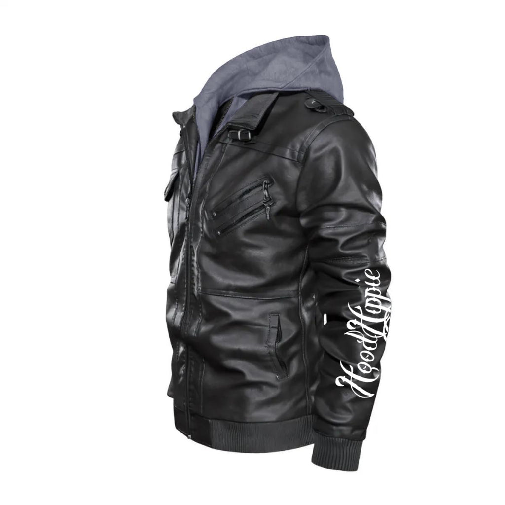 Bomb City Hood Hippie Scorpion Men's Zip Leather Jacket |DTF