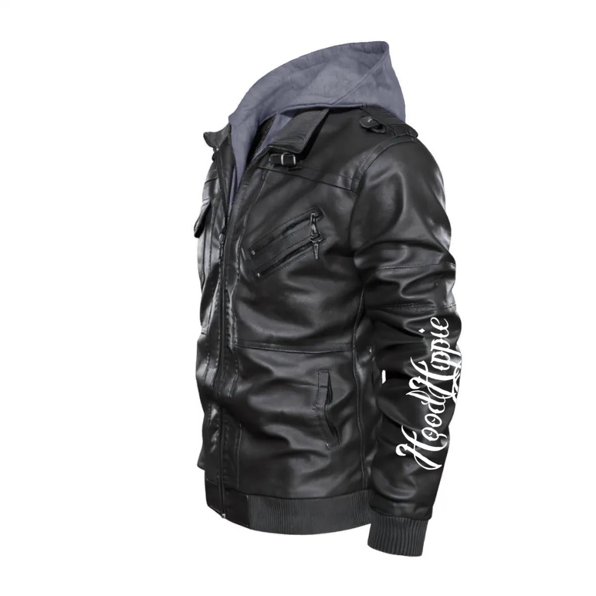 Bomb City Hood Hippie Scorpion Men's Zip Leather Jacket |DTF