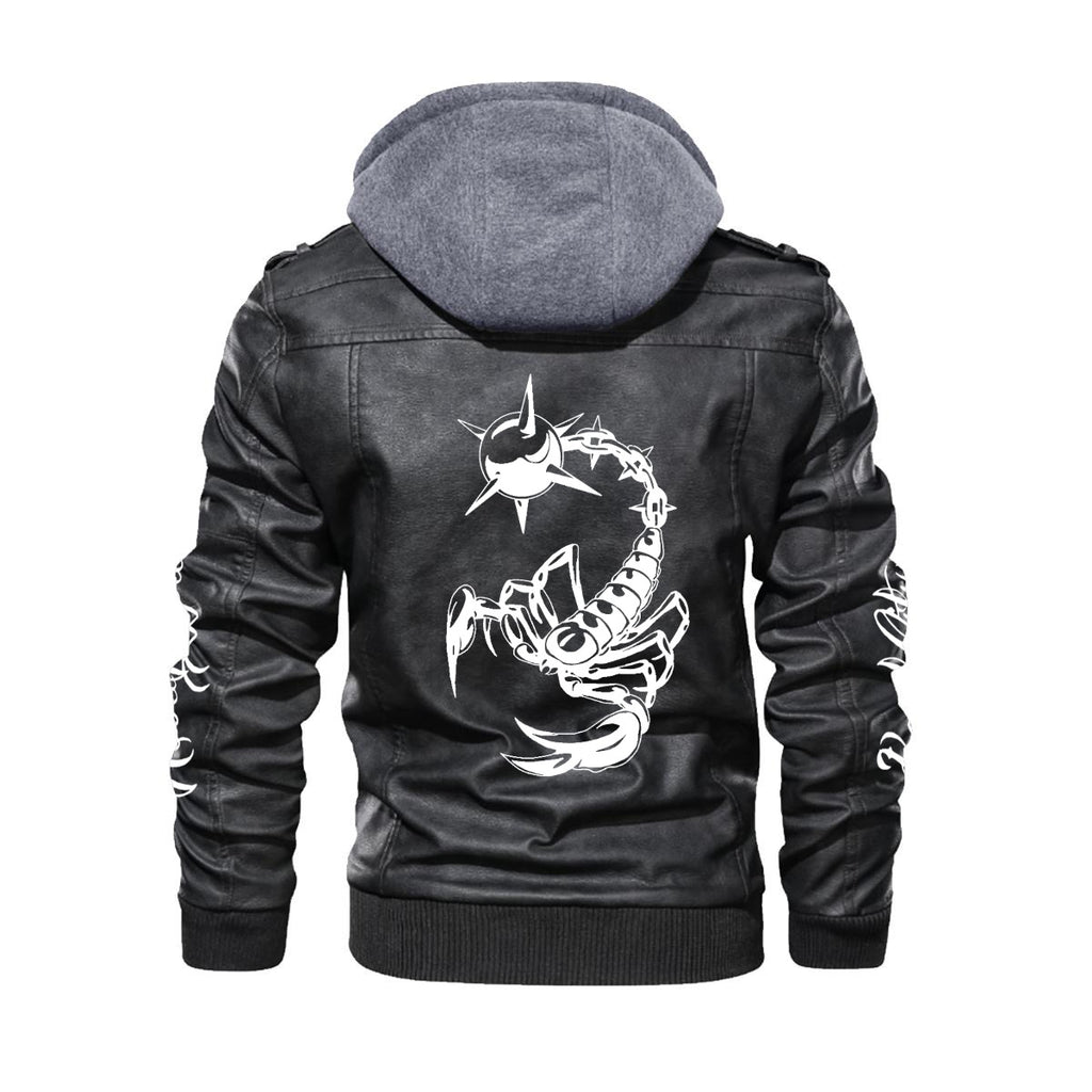 Bomb City Hood Hippie Scorpion Men's Zip Leather Jacket |DTF