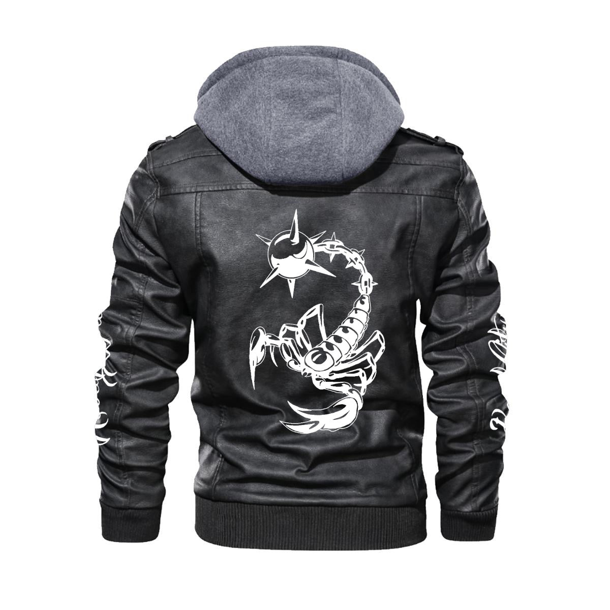 Bomb City Hood Hippie Scorpion Men's Zip Leather Jacket |DTF