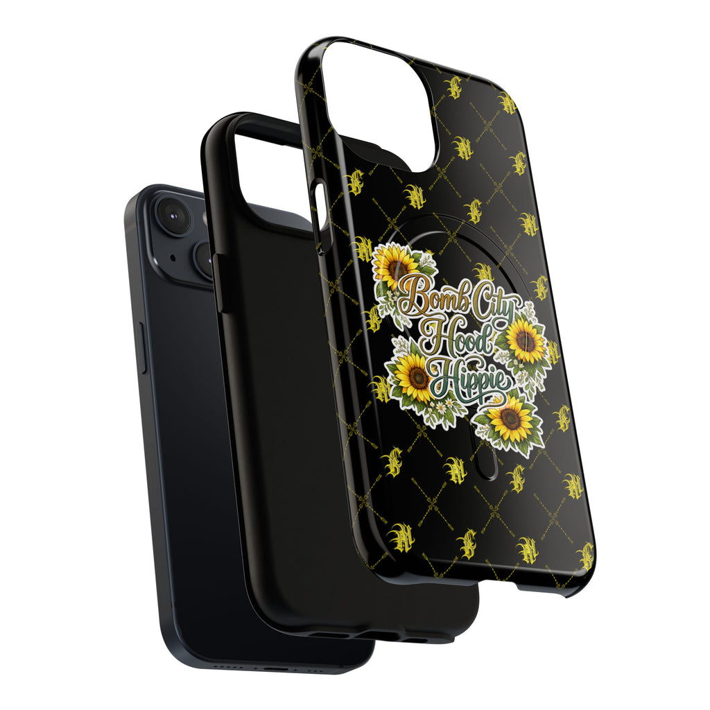 Tough Magnetic Phone Case — "Bomb City Hood Hippie" Sunflower Protective Cover
