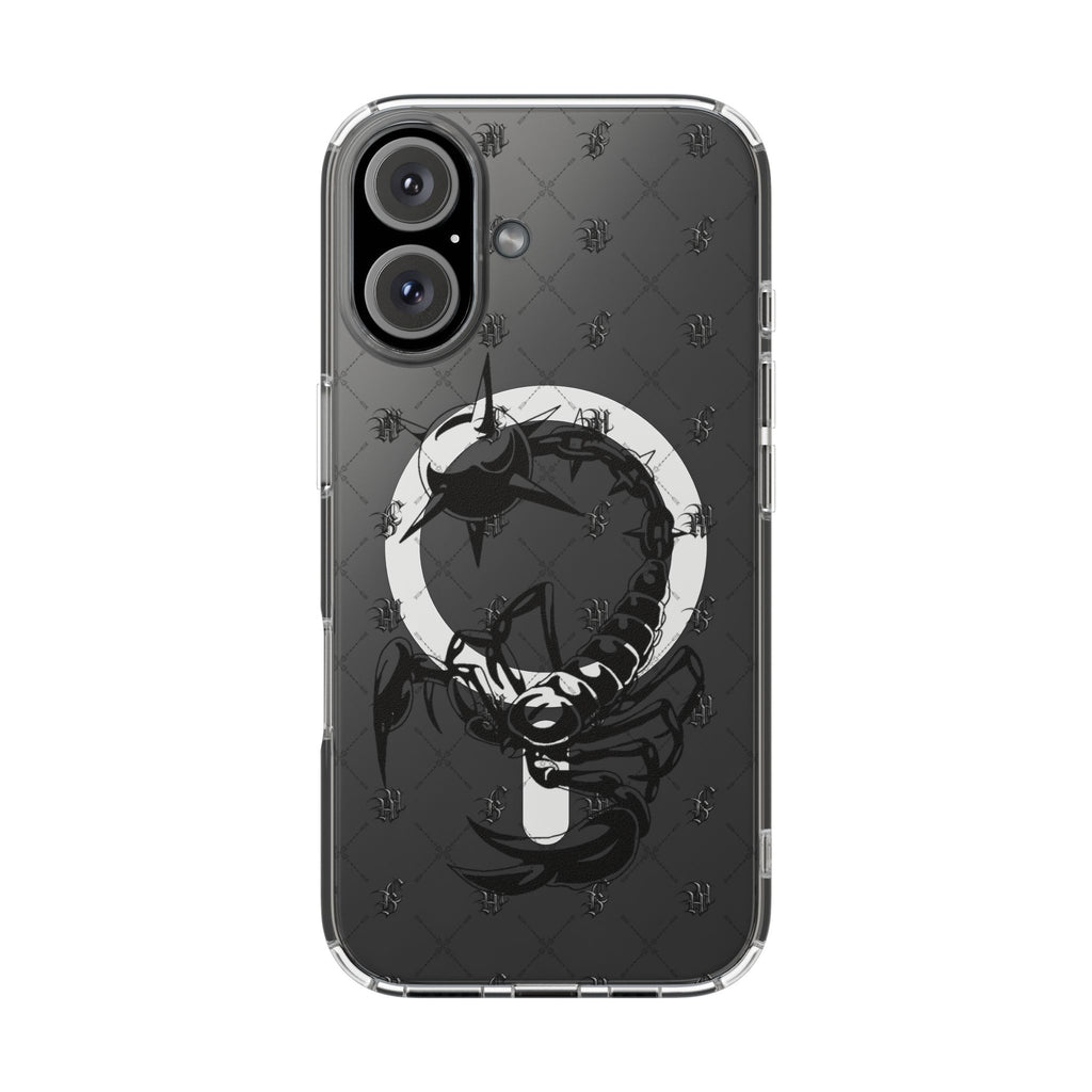 Clear Magnetic Phone Case — Monochrome Floral Ring Design