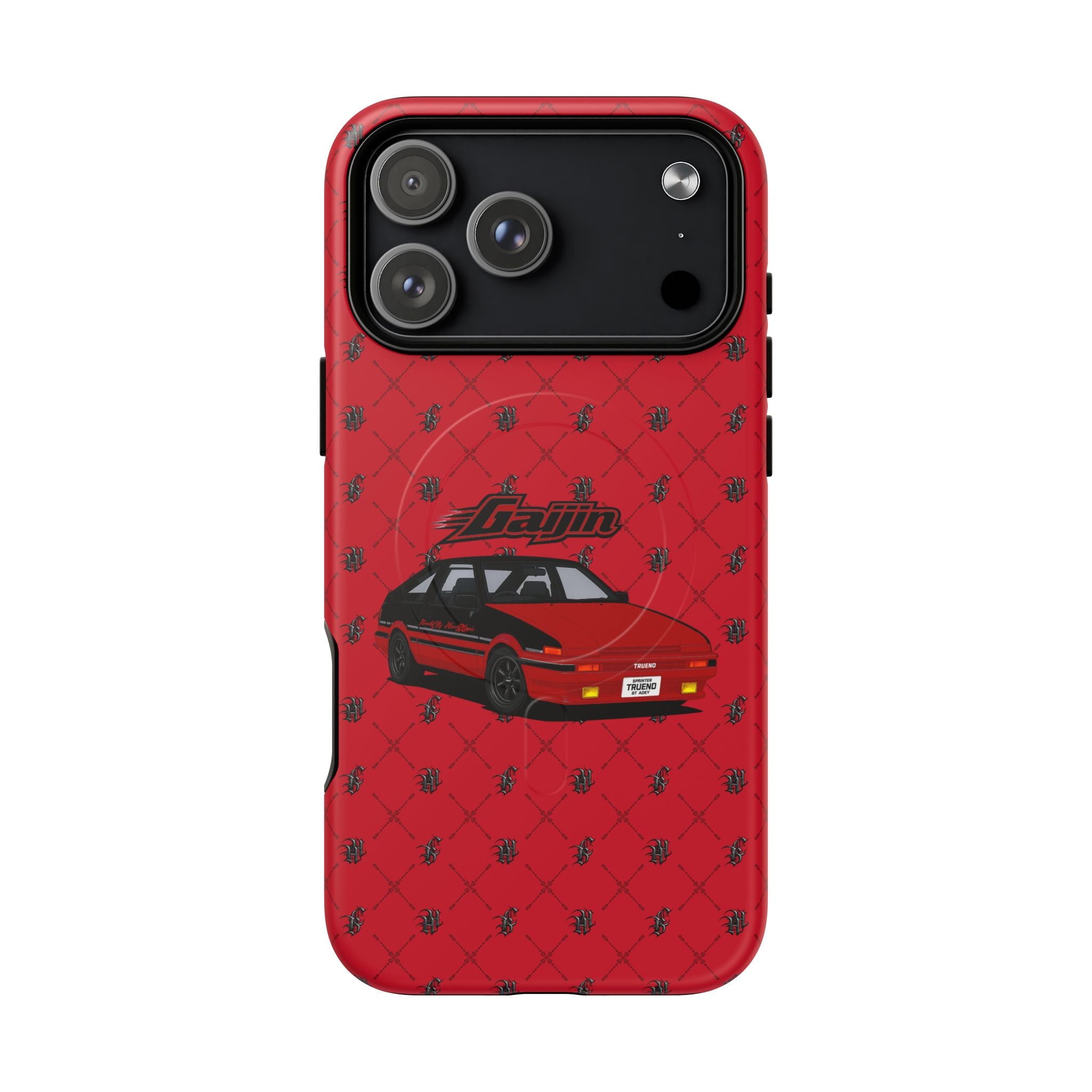 Red Retro Drift Car Tough Magnetic Phone Case — "Gajin" Graphic