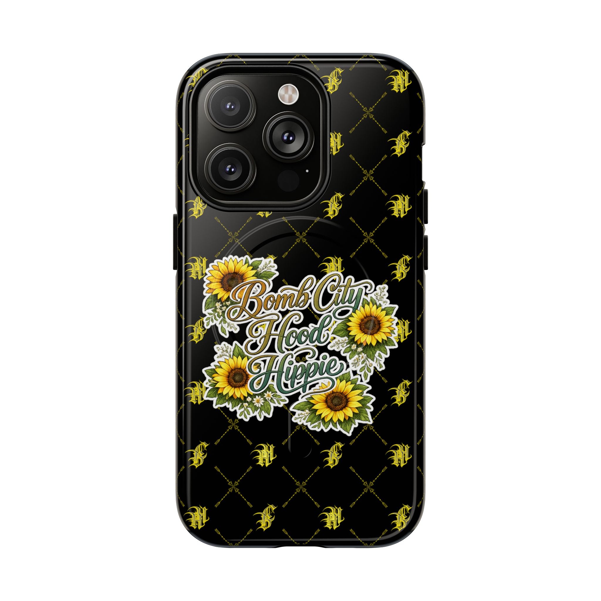 Tough Magnetic Phone Case — "Bomb City Hood Hippie" Sunflower Protective Cover