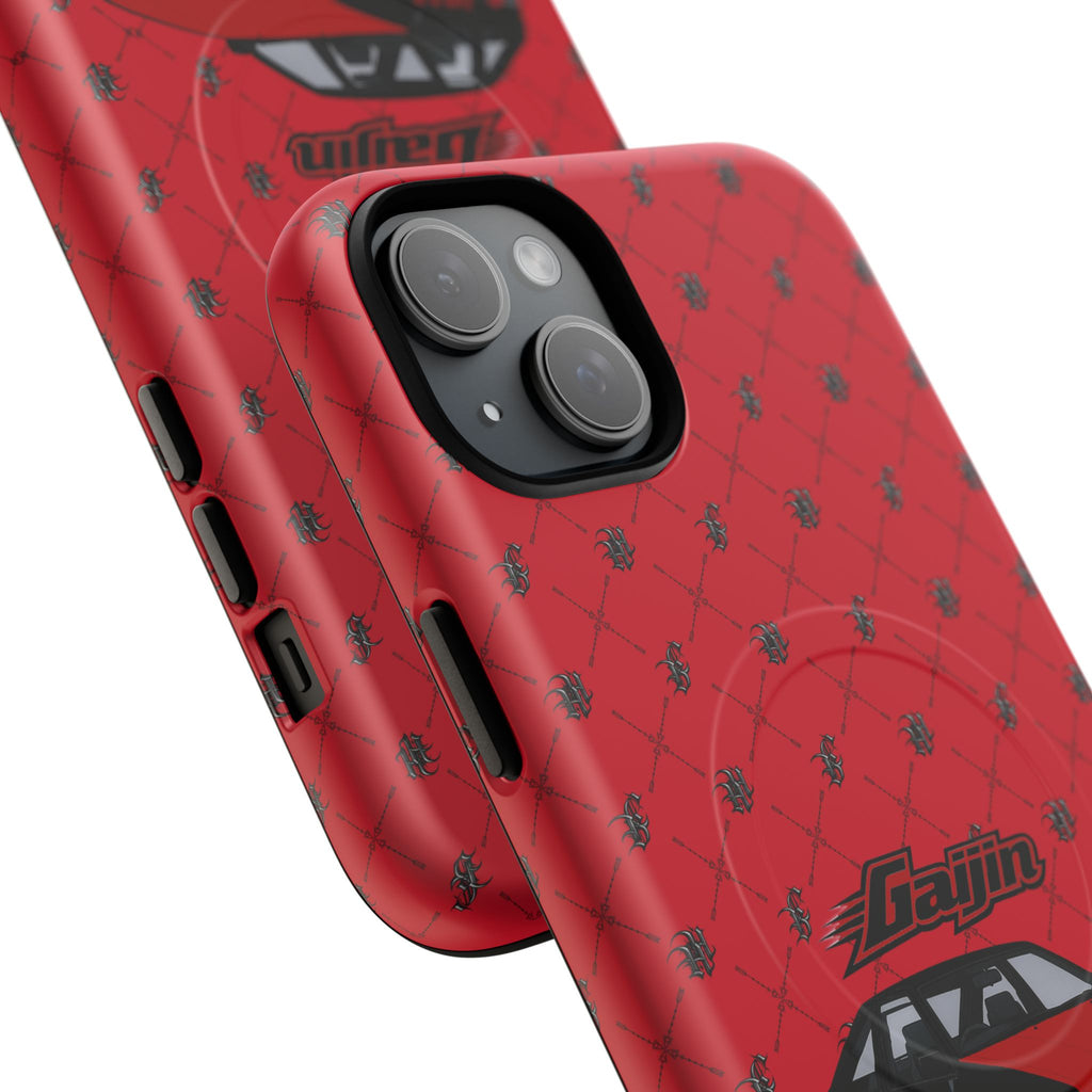 Red JDM Drift Car Magnetic Phone Case — 'Gaijin' Retro Racing Design