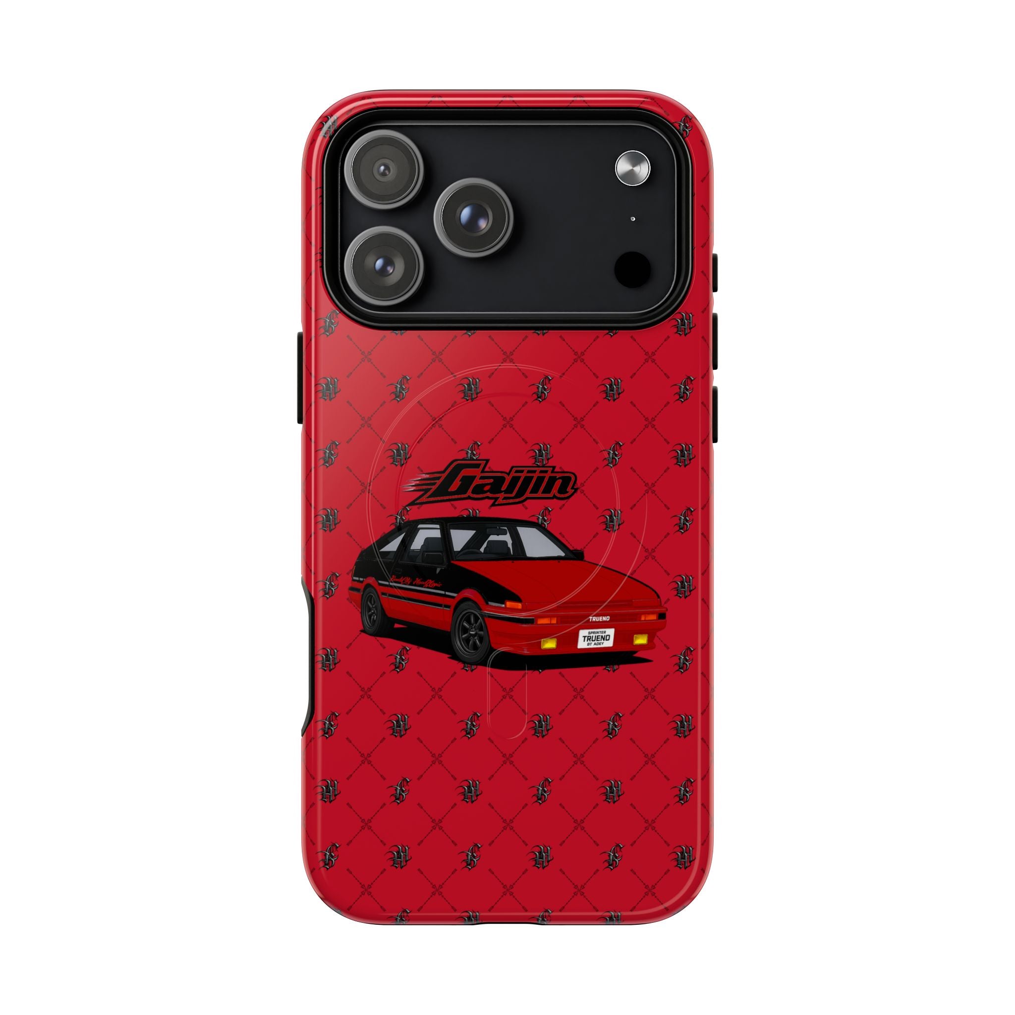 Red Retro Drift Car Tough Magnetic Phone Case — "Gajin" Graphic