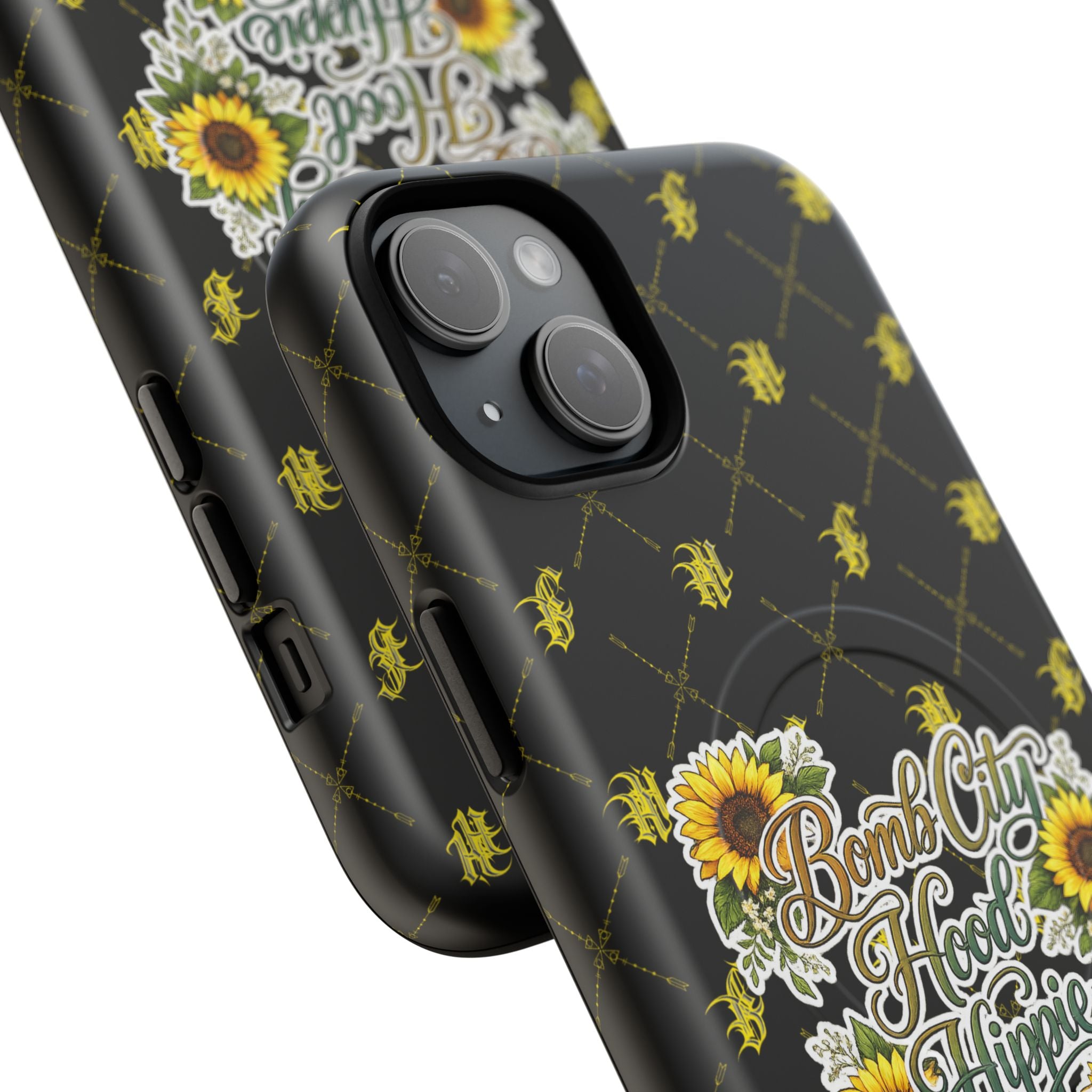 Tough Magnetic Phone Case — "Bomb City Hood Hippie" Sunflower Protective Cover