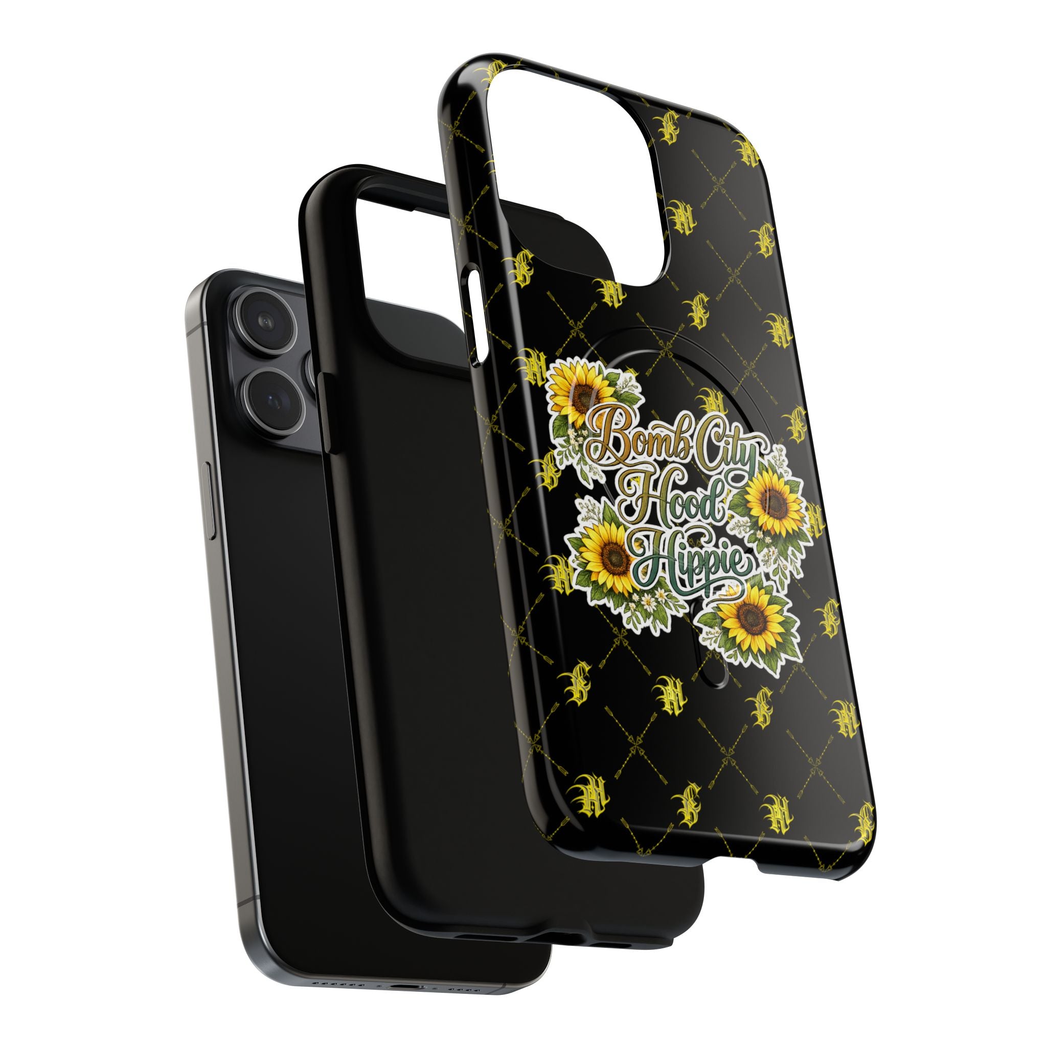 Tough Magnetic Phone Case — "Bomb City Hood Hippie" Sunflower Protective Cover