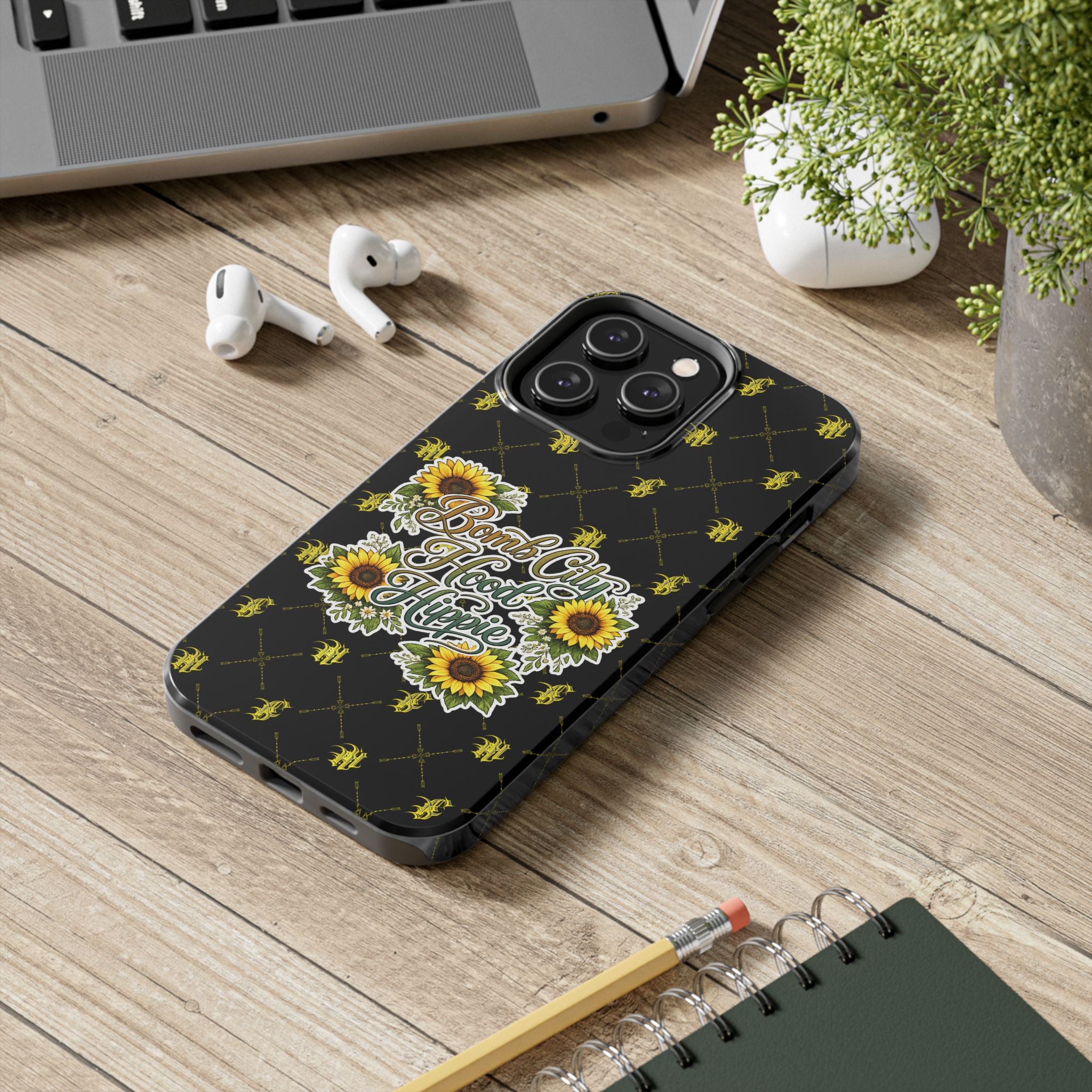 Tough Phone Case — "Bomb City Hood Hippie" Sunflower Protective Phone Cover