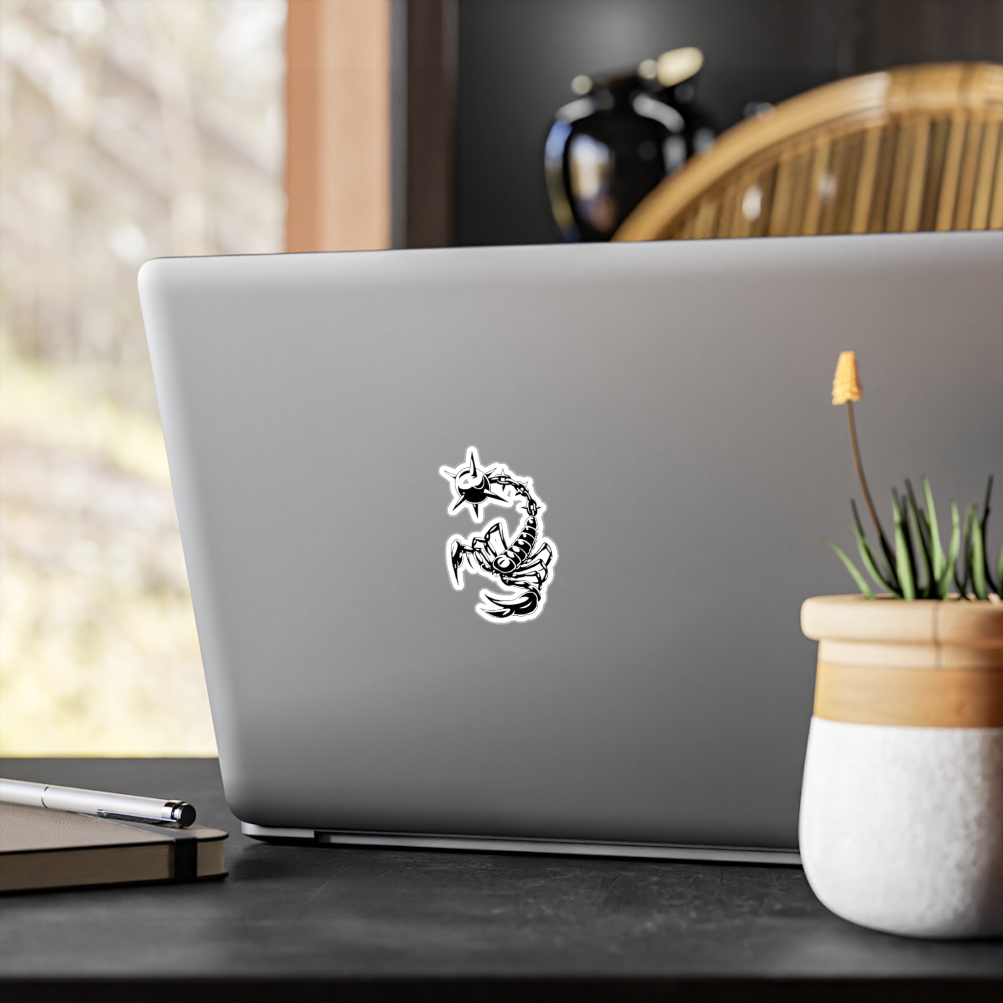 Scorpion Kiss-Cut Vinyl Decal — Black Tribal Scorpion Sticker for Laptops, Water Bottles & Skateboards
