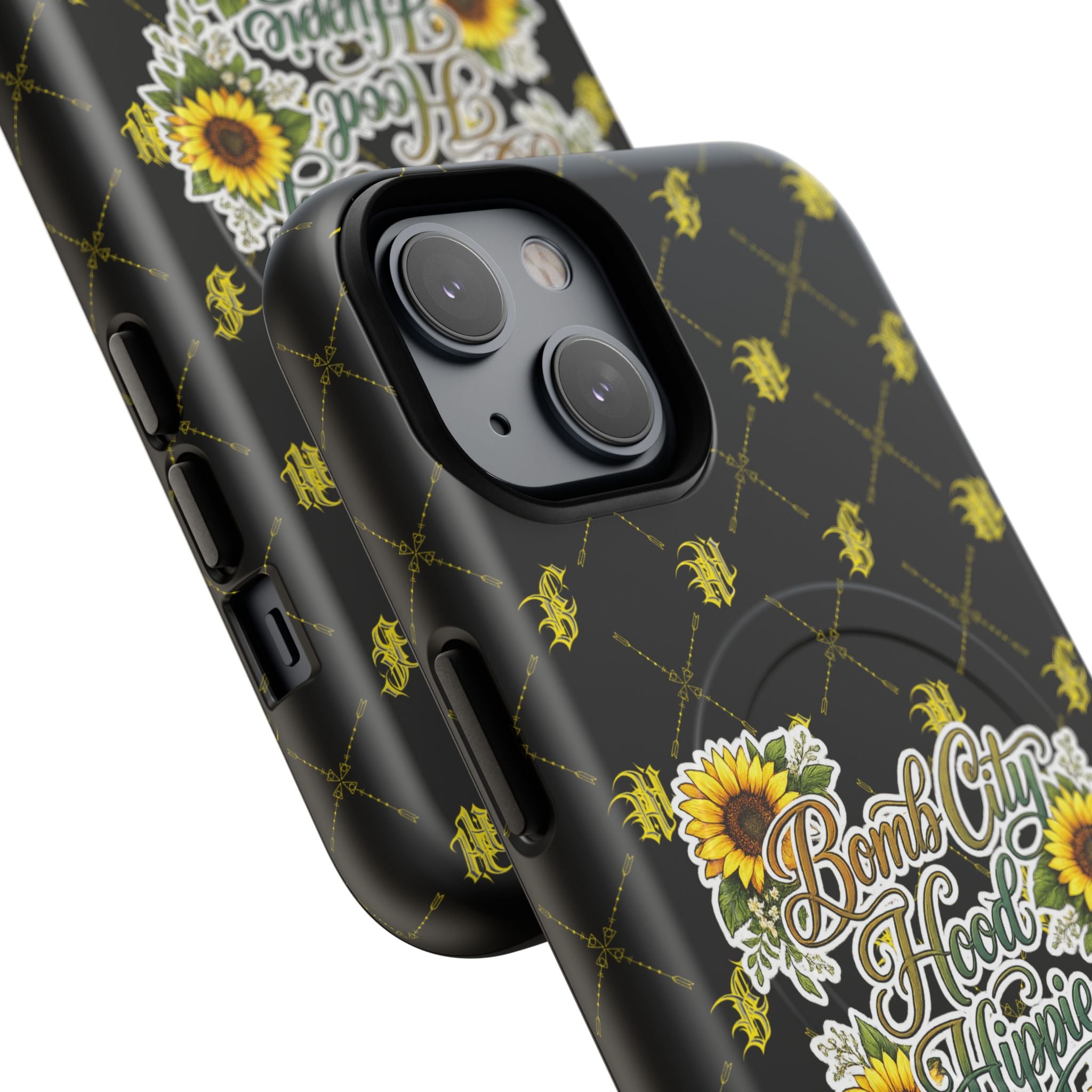 Tough Magnetic Phone Case — "Bomb City Hood Hippie" Sunflower Protective Cover