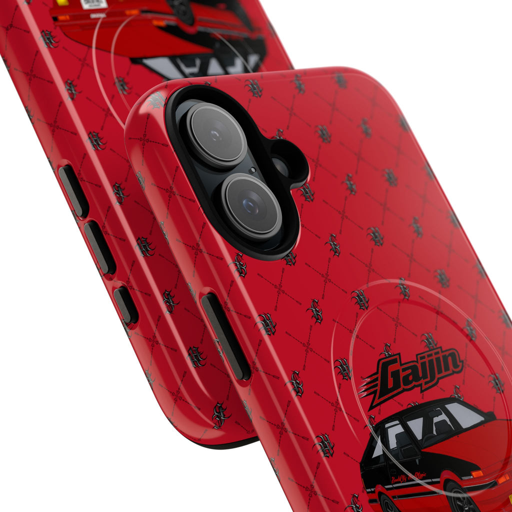 Red Retro Drift Car Tough Magnetic Phone Case — "Gajin" Graphic