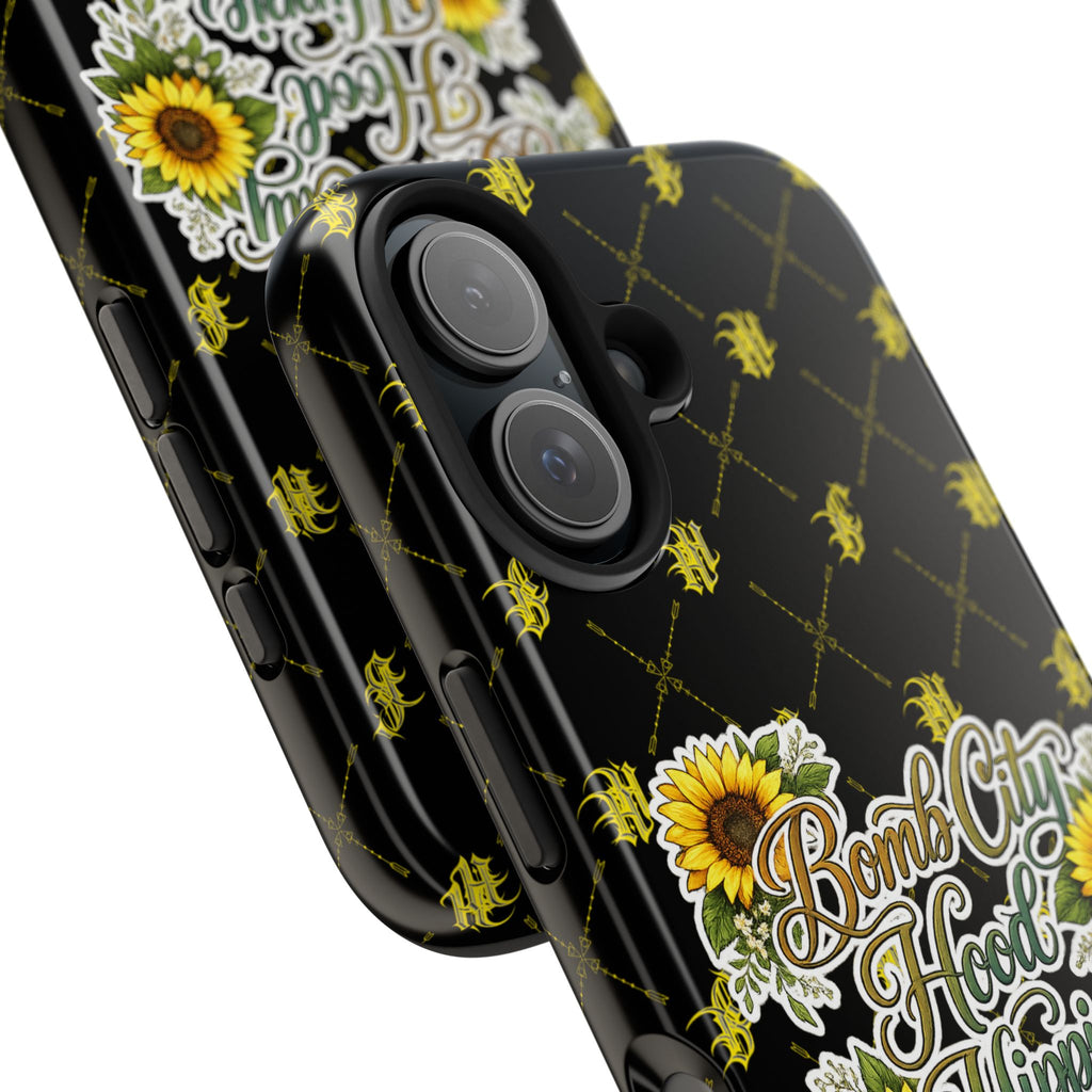 Tough Phone Case — "Bomb City Hood Hippie" Sunflower Protective Phone Cover