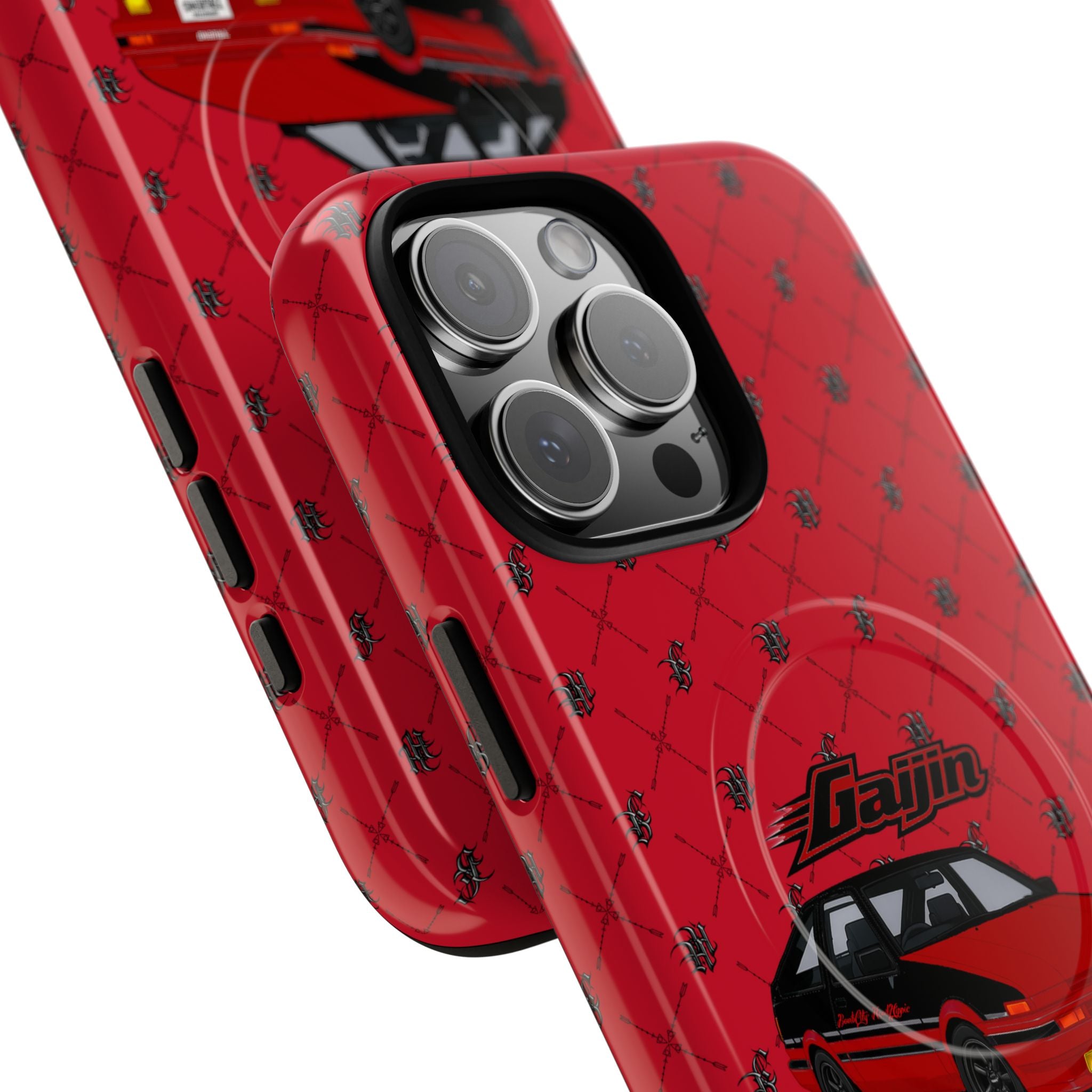 Red Retro Drift Car Tough Magnetic Phone Case — "Gajin" Graphic